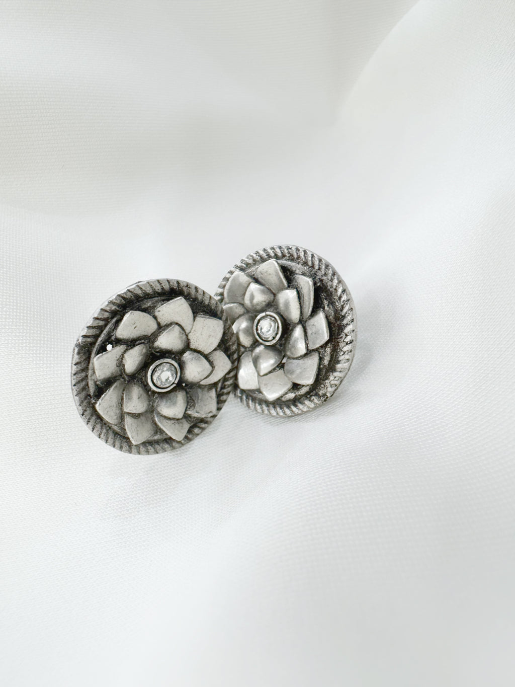 Petal Glow 92.5 Silver Studs Earrings - Handcrafted