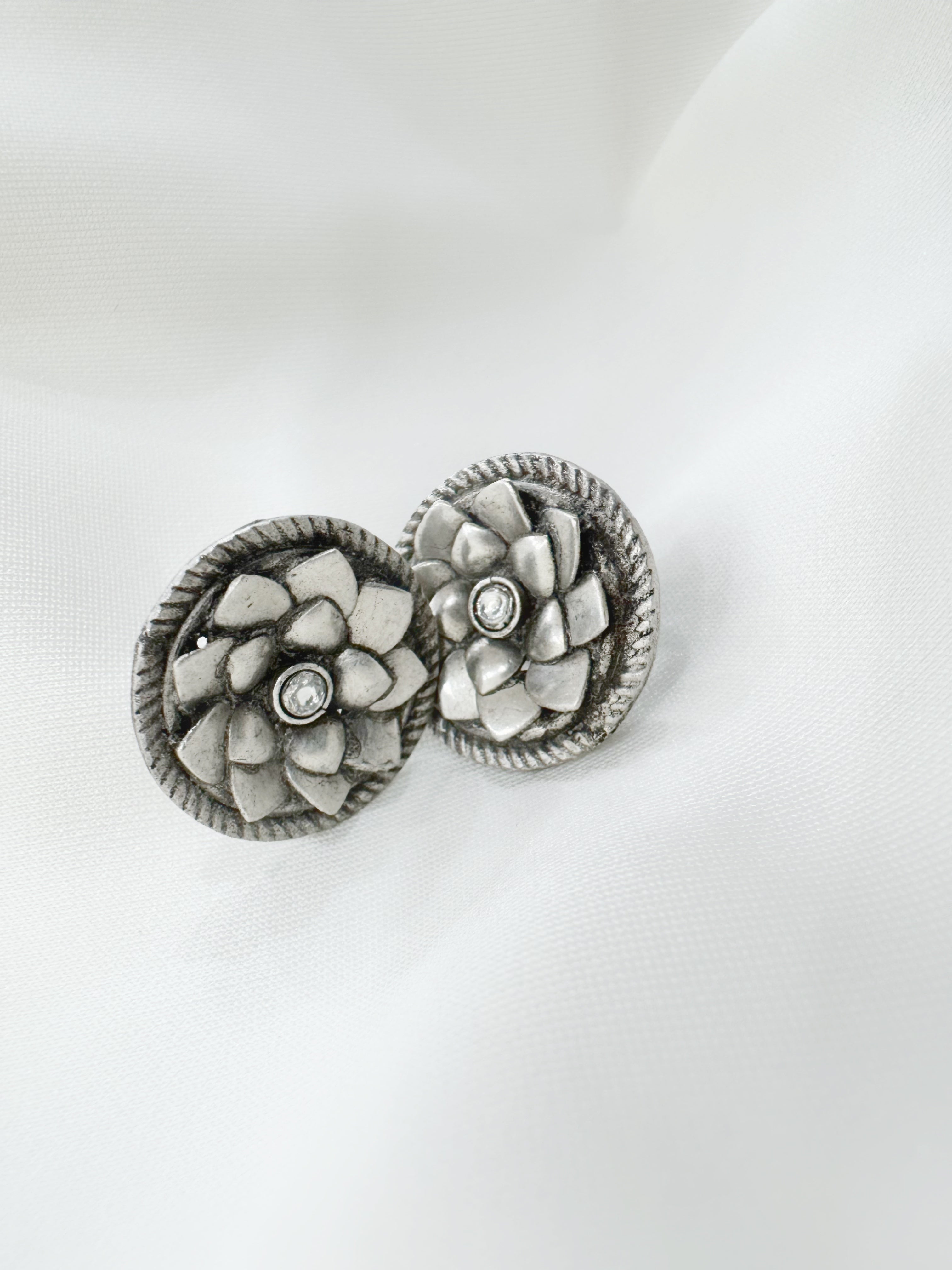 Petal Glow 92.5 Silver Studs Earrings - Handcrafted