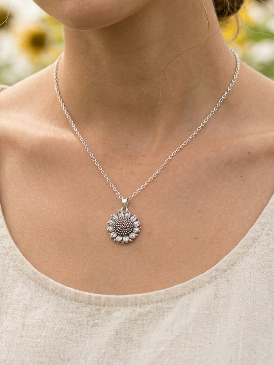 The Sunshine Sunflower 925 Silver Pendant (Without Chain)