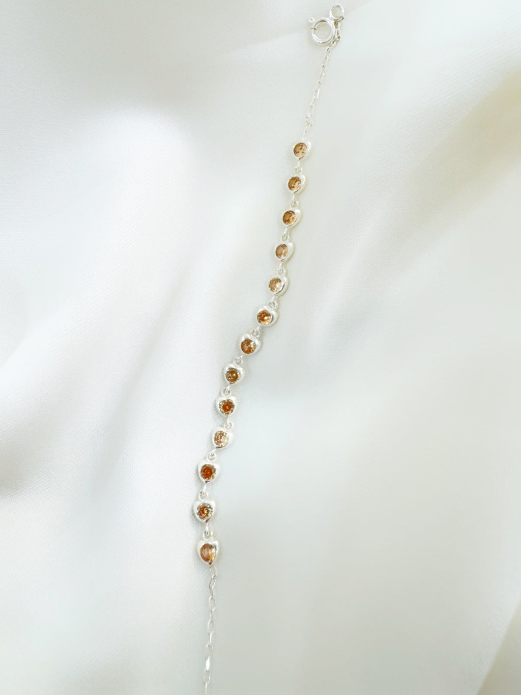 Eira Sitara – 92.5 Silver CZ Heartstones Line Minimalistic Bracelet