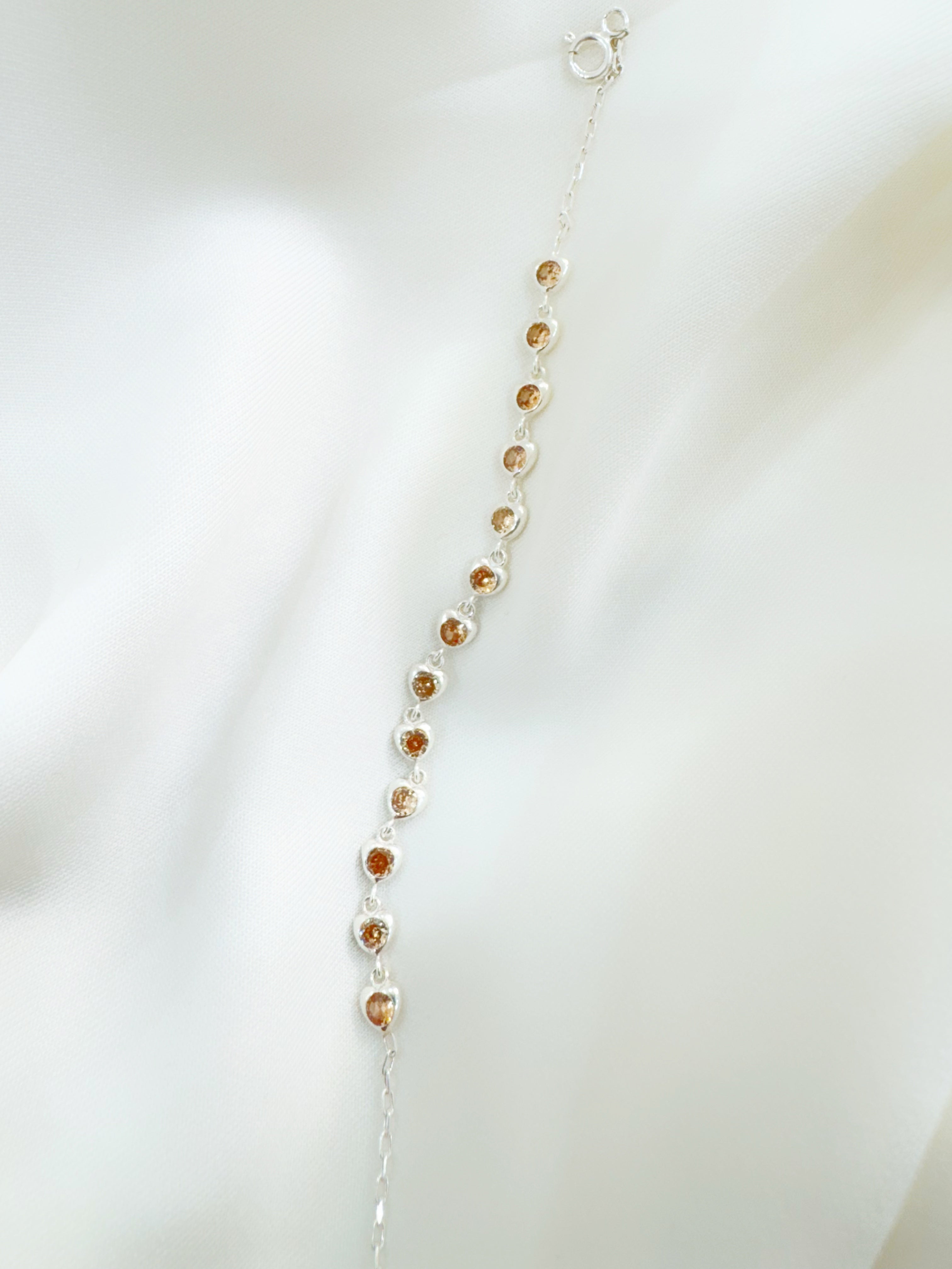 Eira Sitara – 92.5 Silver CZ Heartstones Line Minimalistic Bracelet