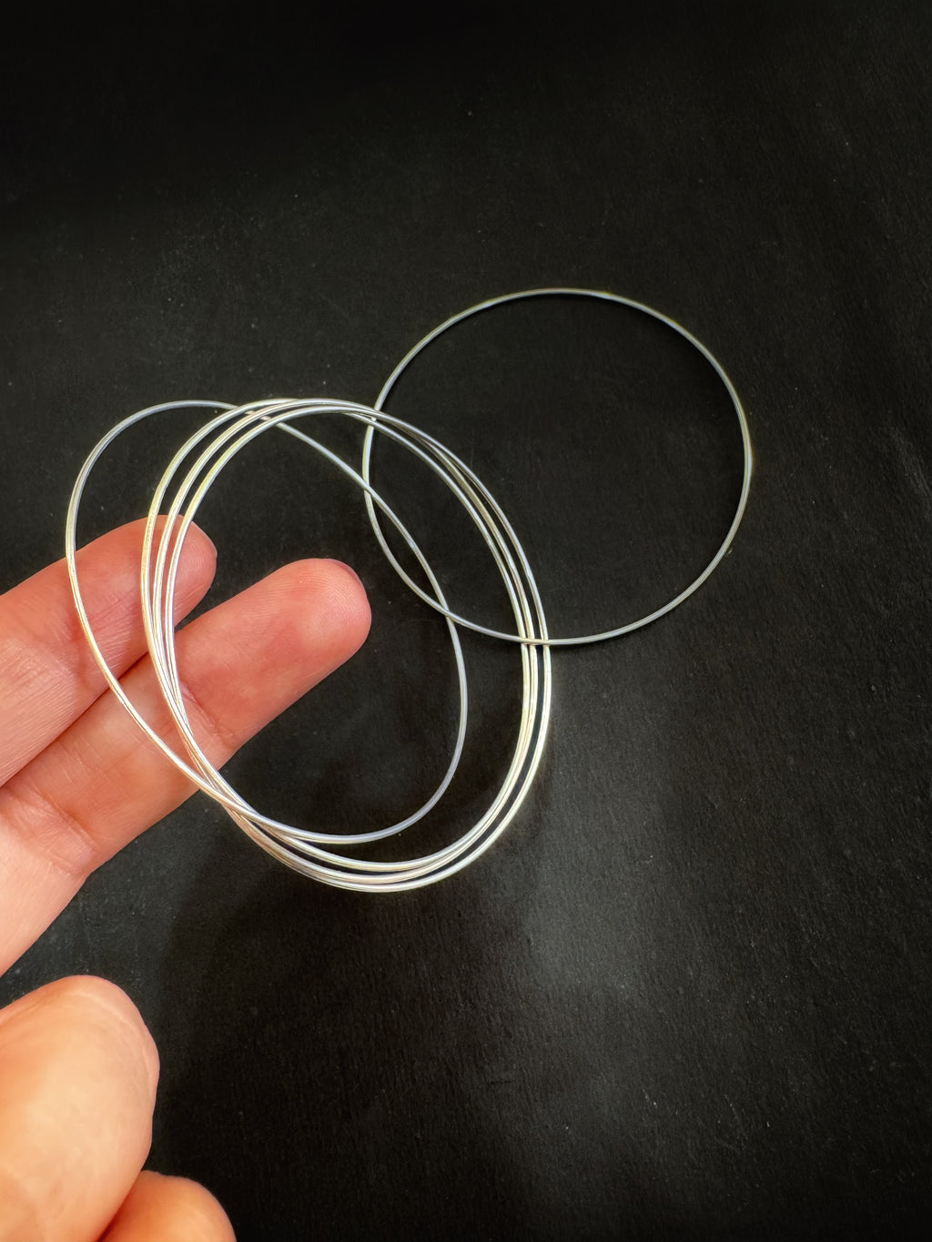 Set Of 5 Entangled Plain Sleek Bangles - 92.5 Silver