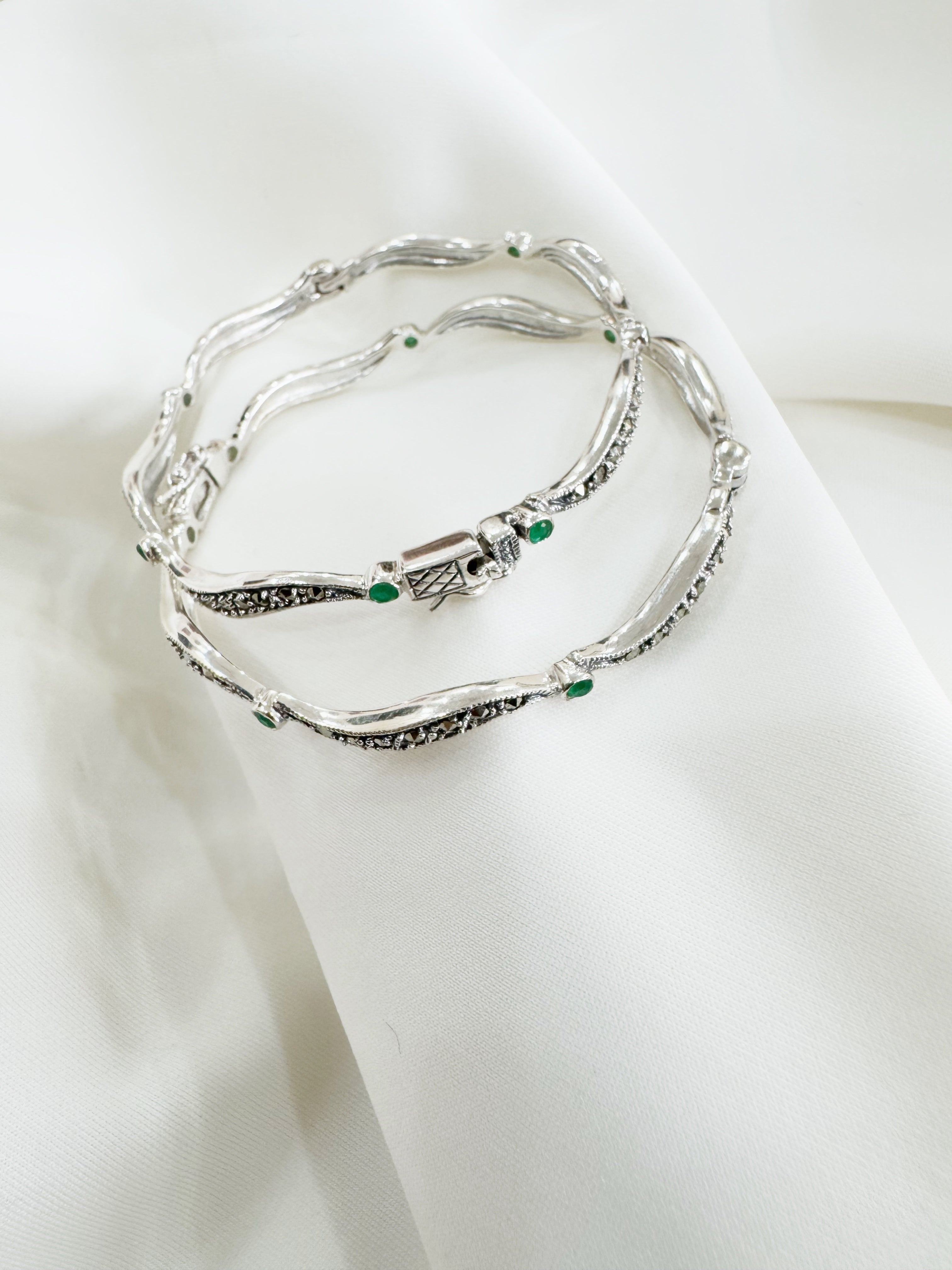 Marcasite Melody – 92.5 Silver Openable Bangle