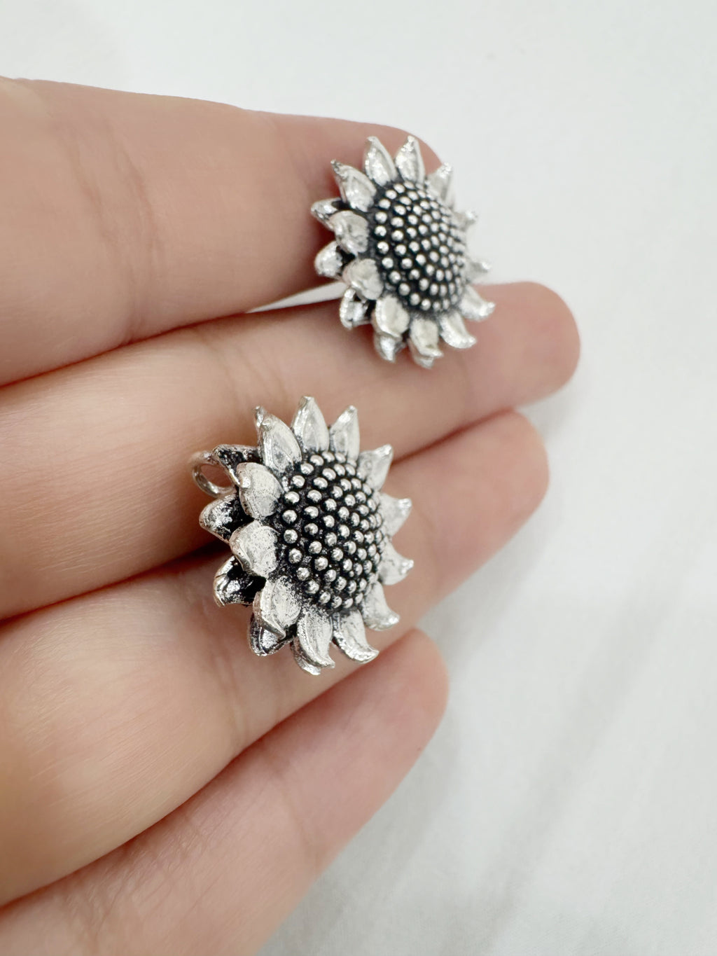 The Sunshine 92.5 Silver Blooming Elegance Stud Earrings - Handcrafted