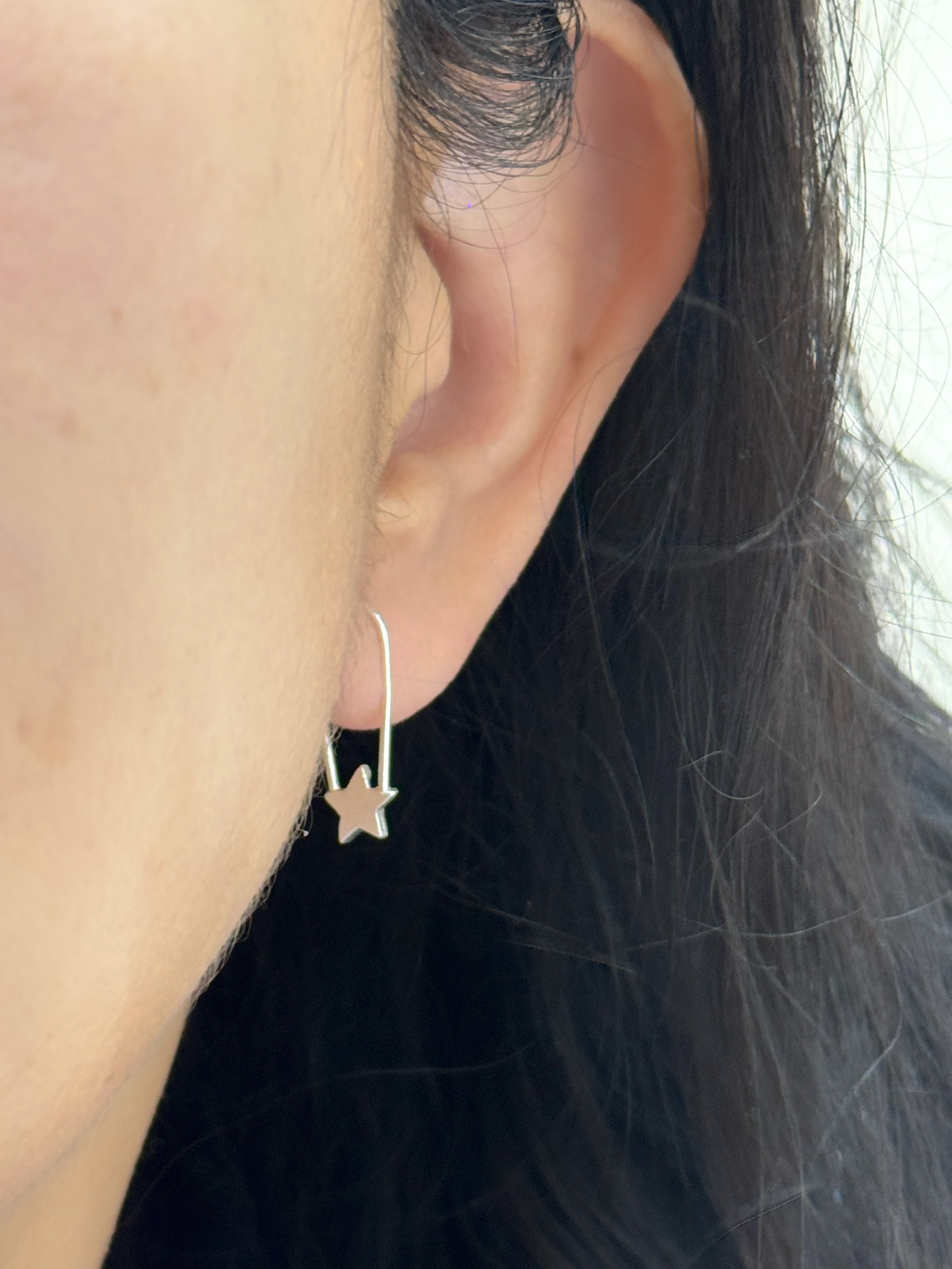 Silver 92.5 Tiny Star Loop Earrings