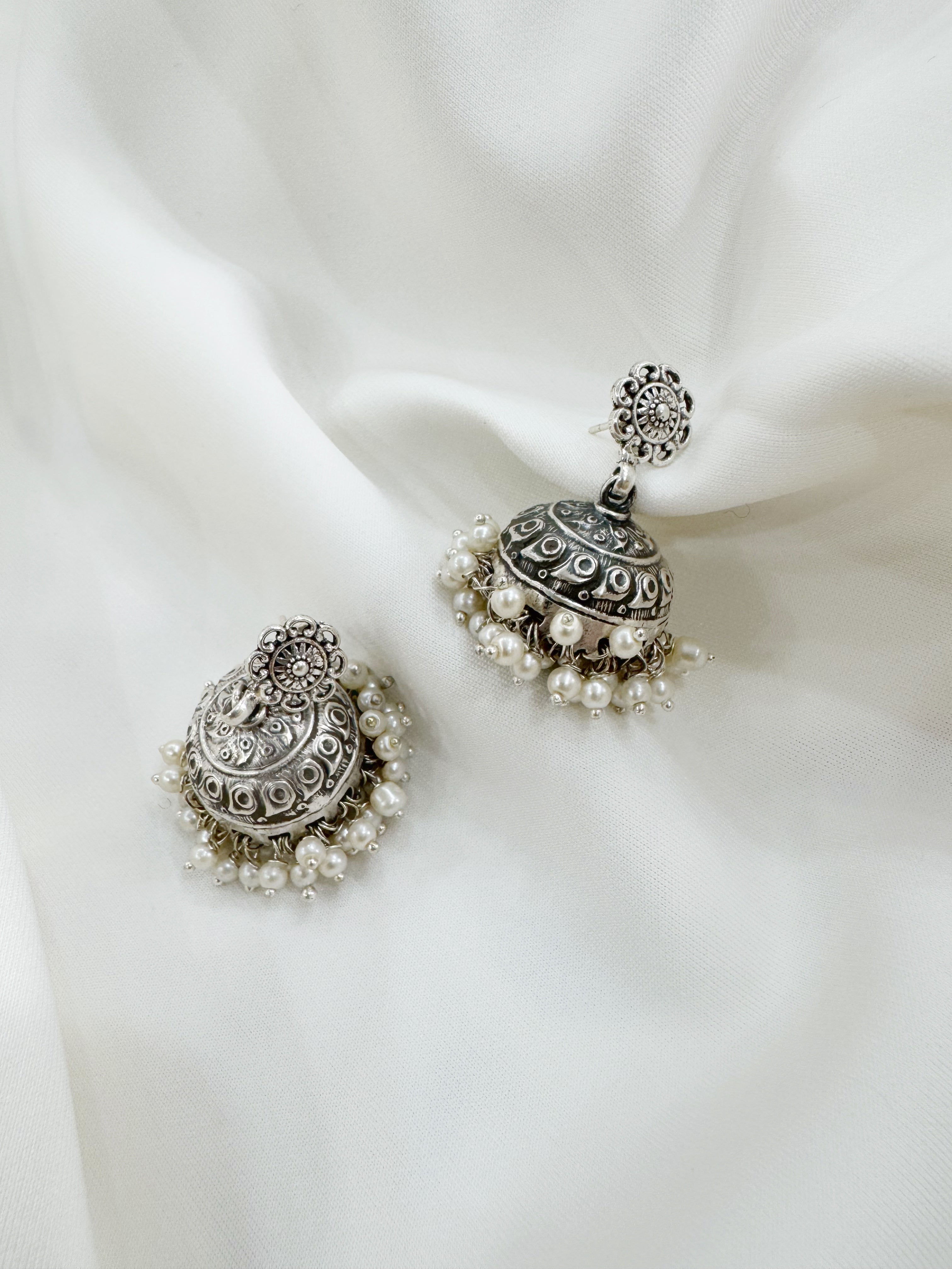 Rajasi Pearl Dome Jhumkis Earrings in 92.5 Silver