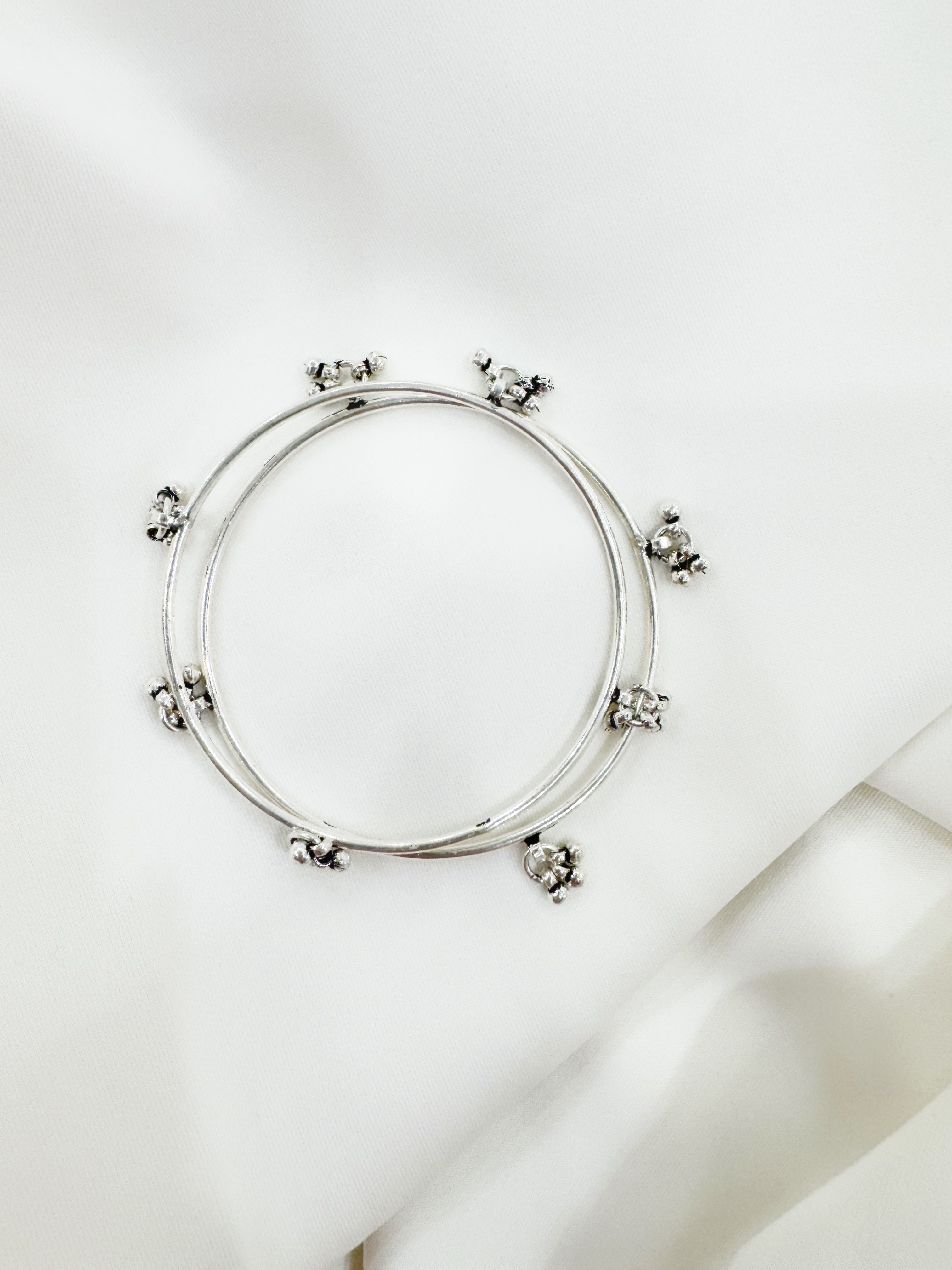 Pair of 92.5 Silver Ghunghroo Bangles