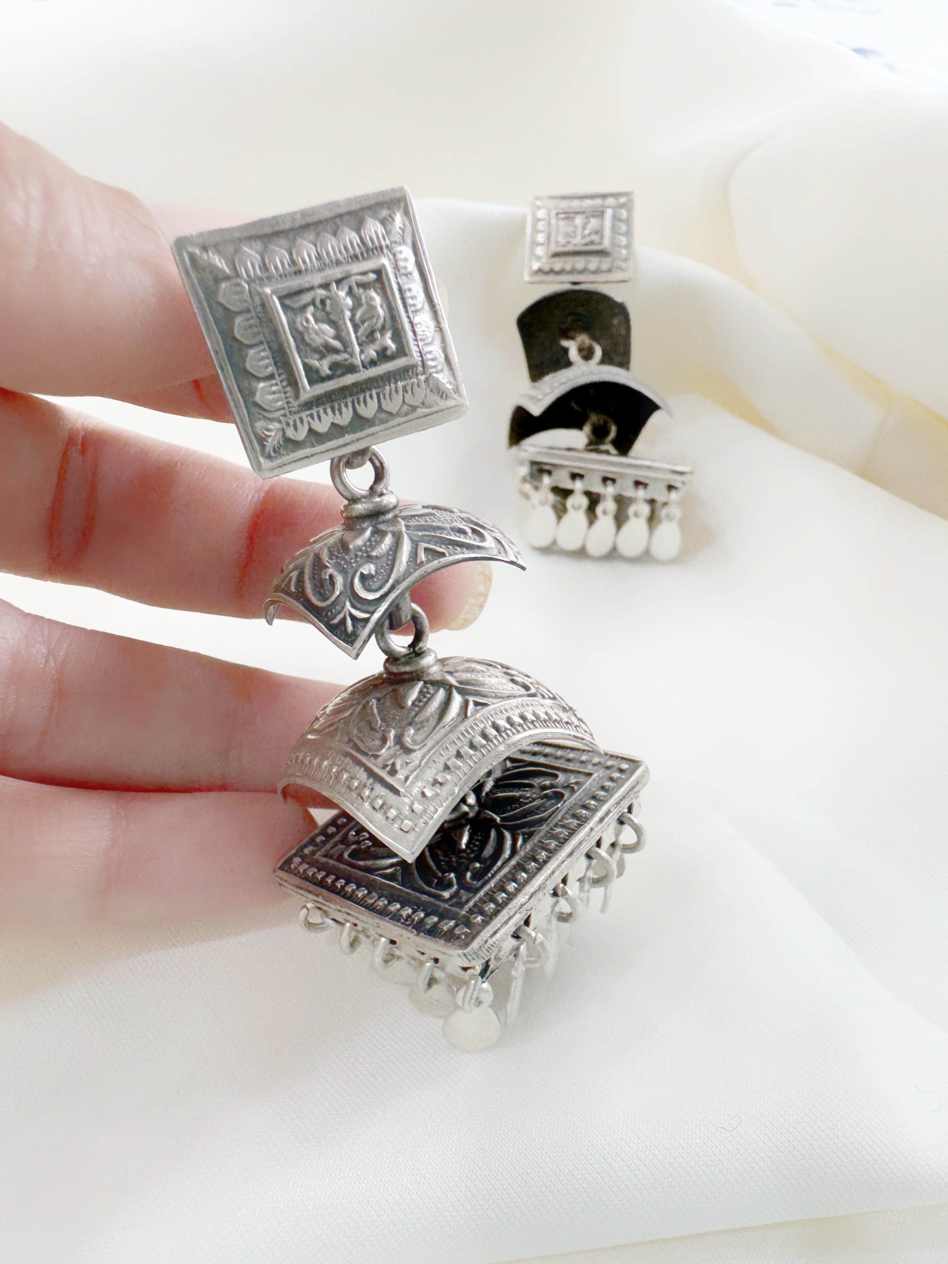 Tribal Rustic Vanika Dangler Earrings 92.5 Silver