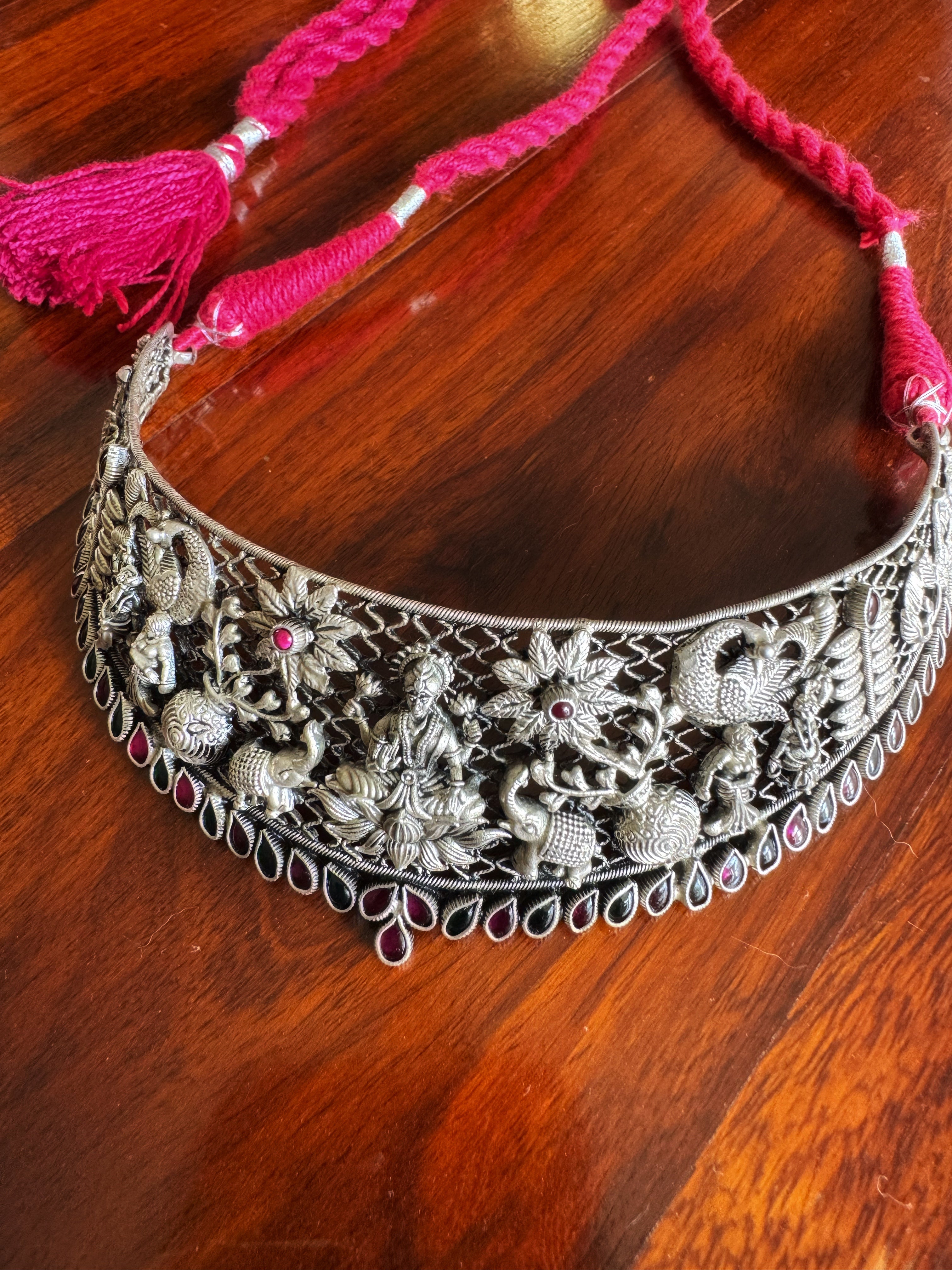 Indira - Goddess Lakshmi Choker – 92.5 Silver Temple Jewelry