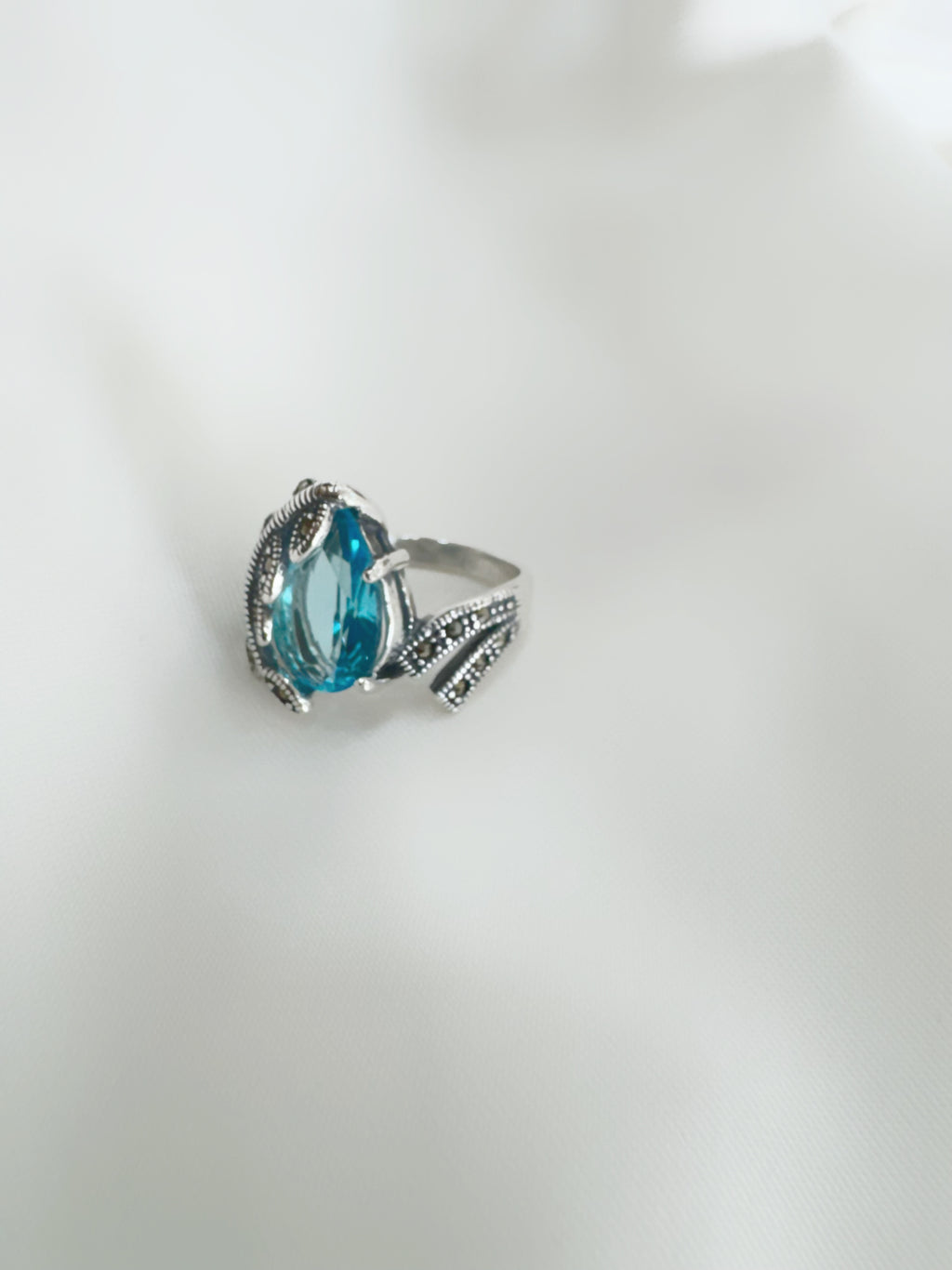 Marcasite Blue Fern 92.5 SilverRing