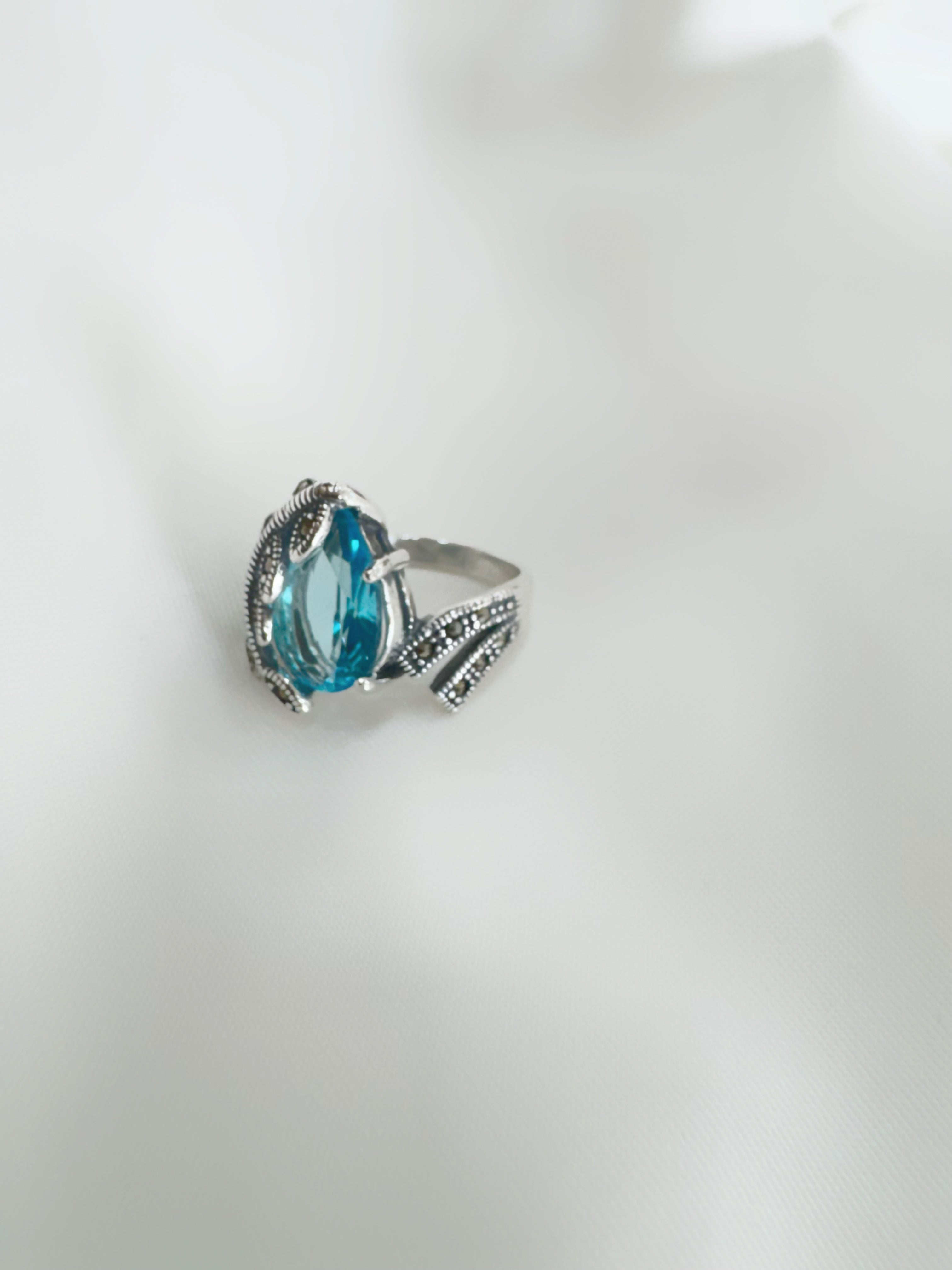 Marcasite Blue Fern 92.5 SilverRing