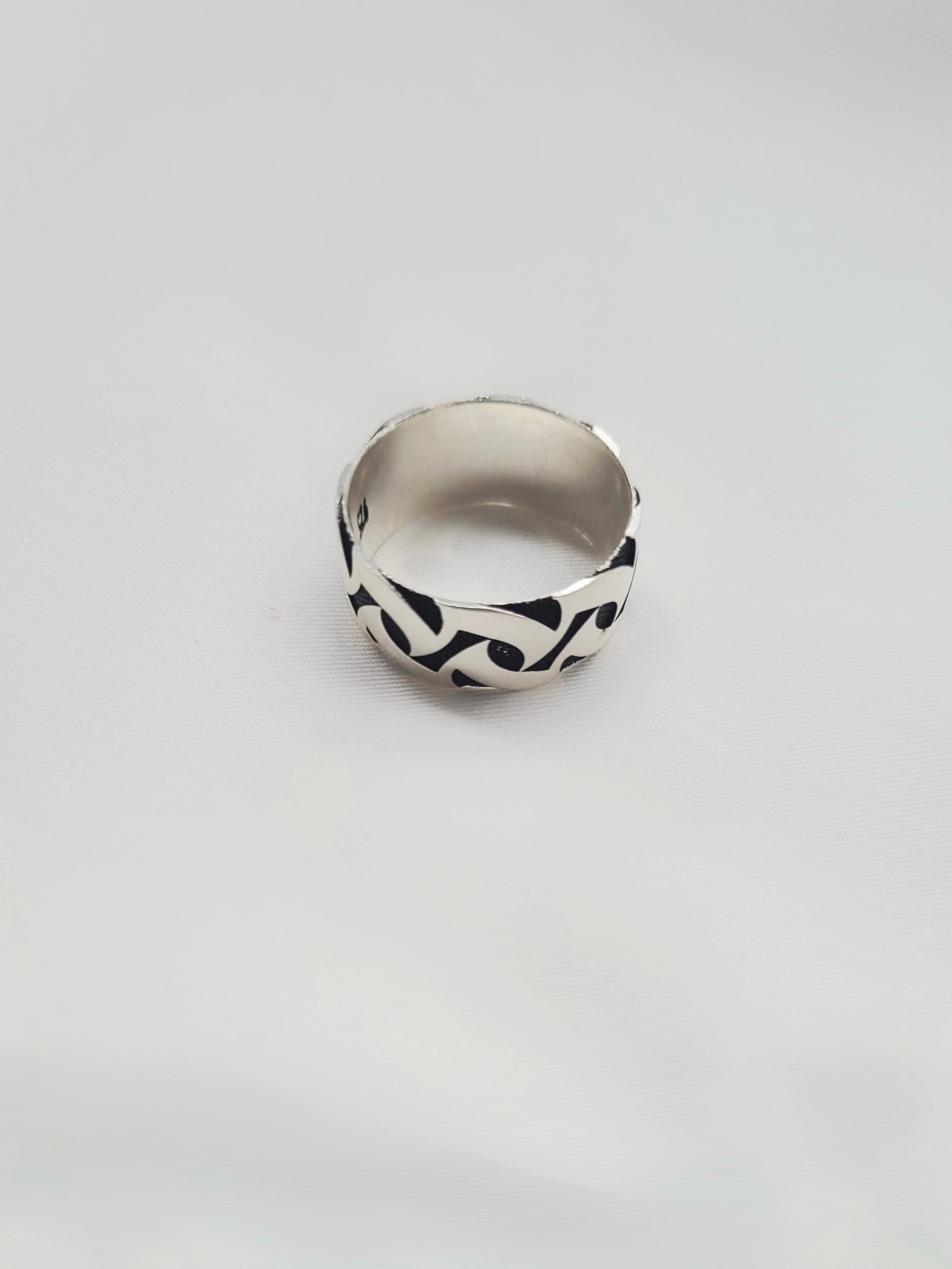 Shadow Wave Band 925 Silver Handcrafted Men’s Ring