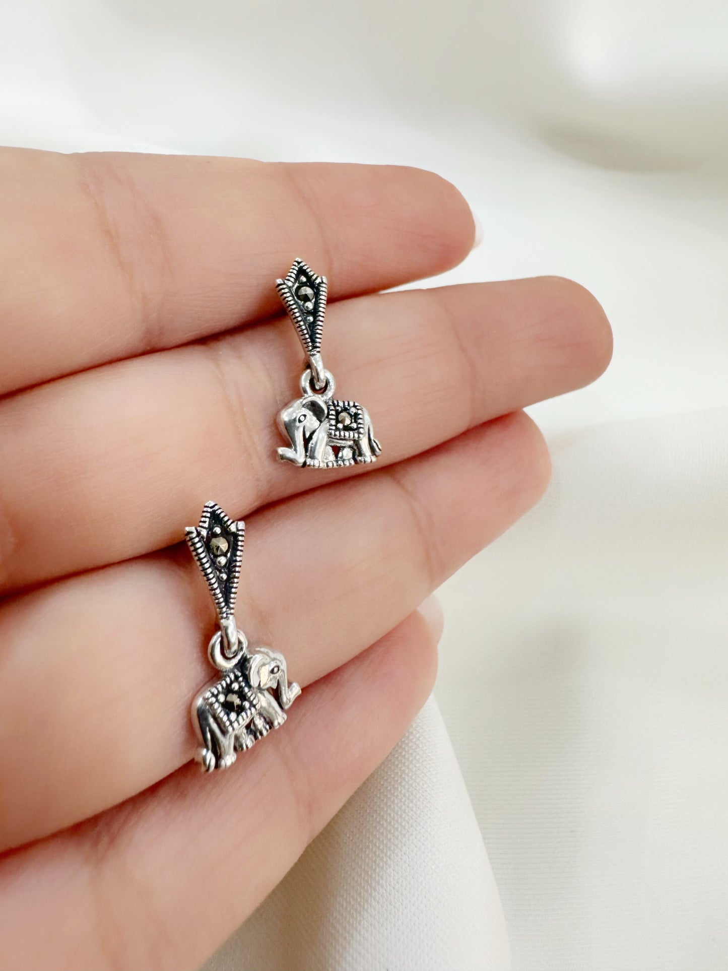 Matanga Charm 92.5 Silver Marcasite Earrings