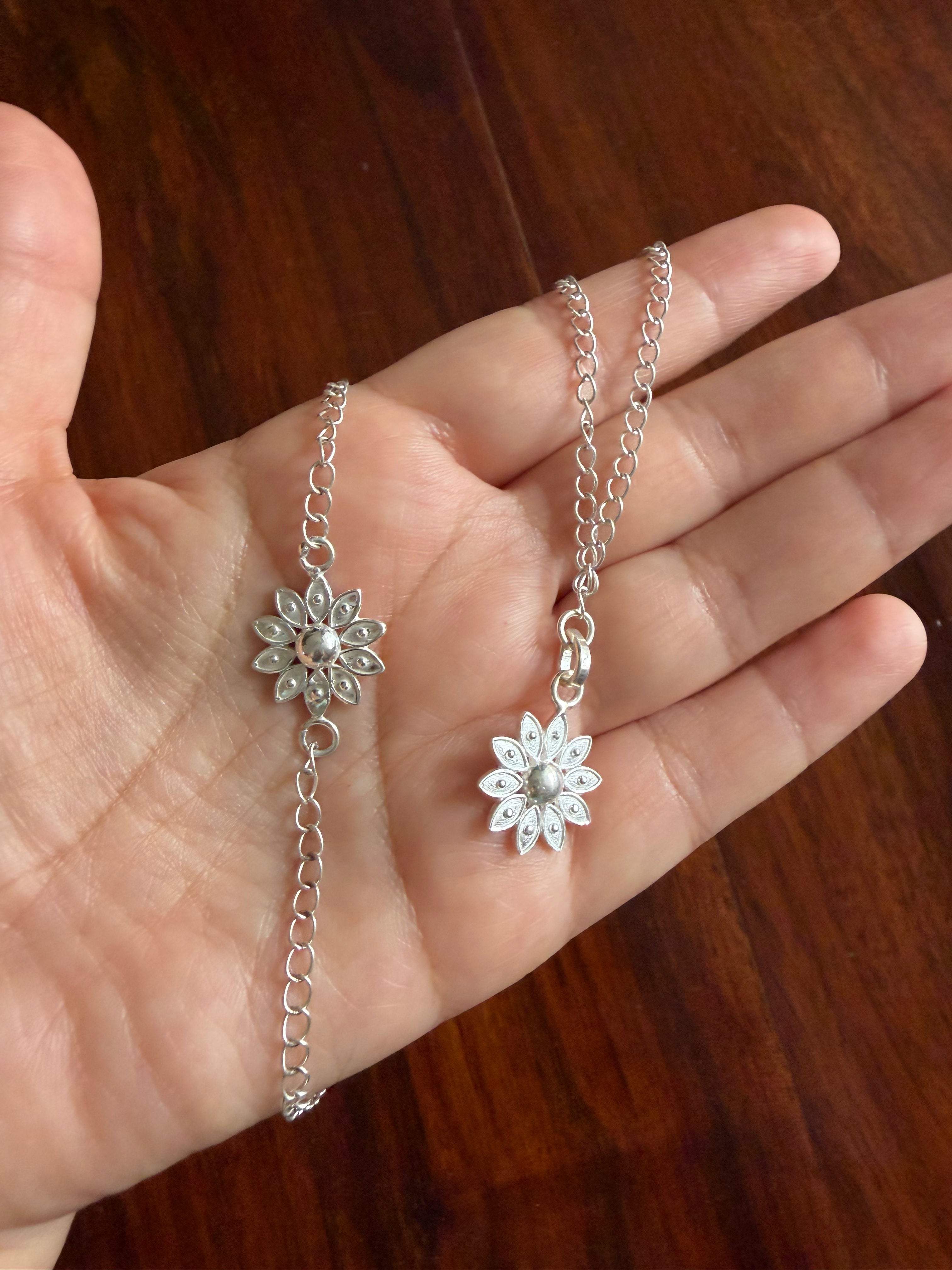Pushp Divine Silver Rakhis for Bhai Bhabhi (Lumba) – 925 Handcrafted Silver