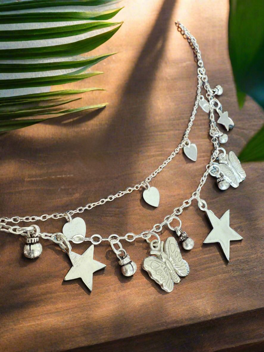 Sagarika – Butterfly And Star Charm Bracelet 92.5 Silver