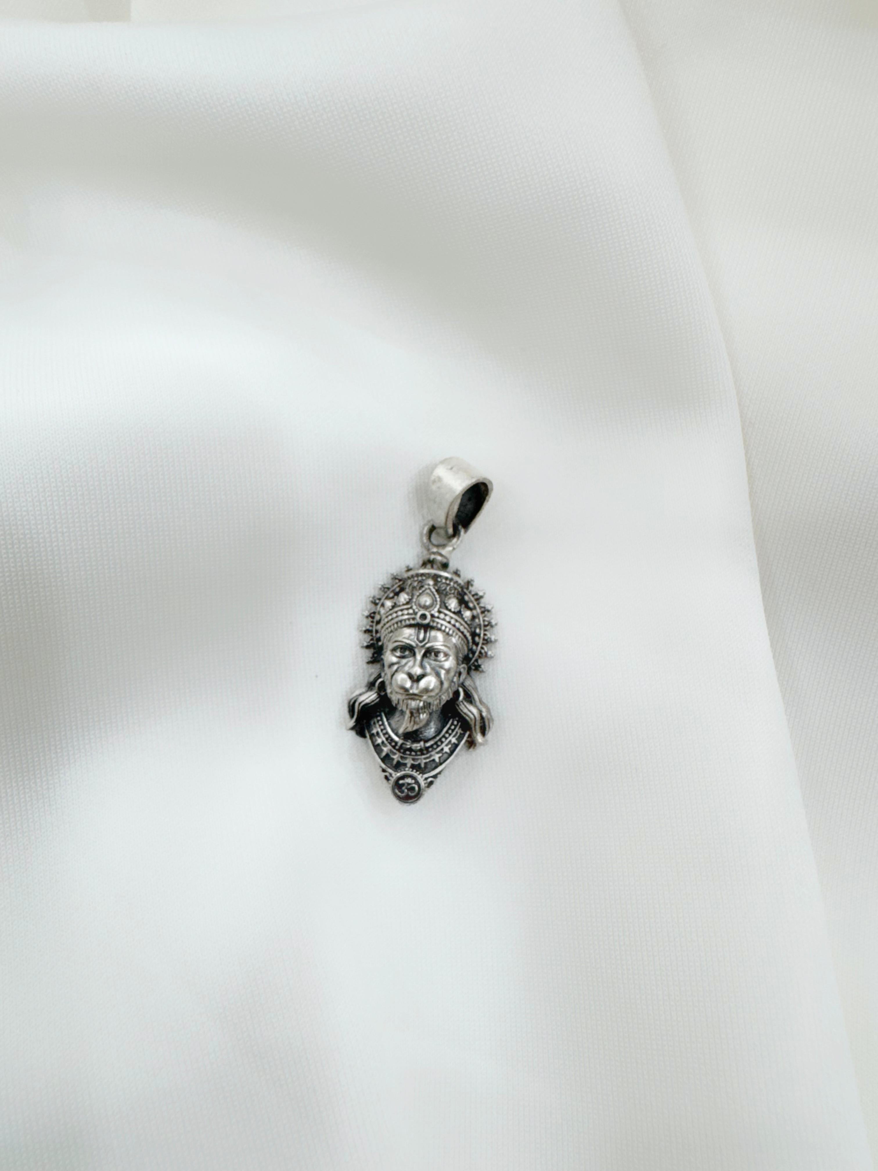 Anjaneya Mini 92.5 Silver Handcrafted Hanuman Pendant (With or Without Chain)