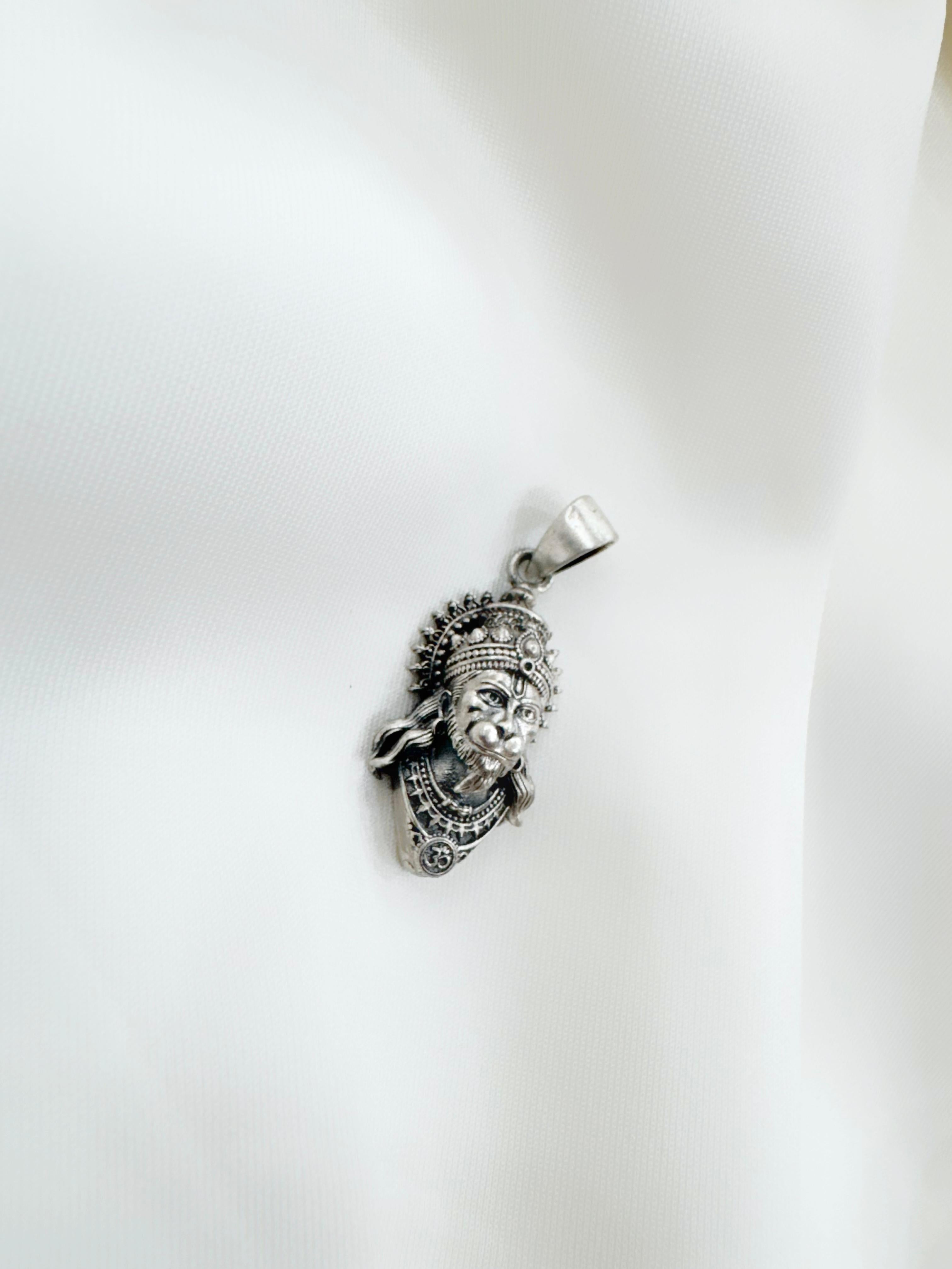Anjaneya 92.5 Silver Handcrafted Hanuman Pendant (With or Without Chain)