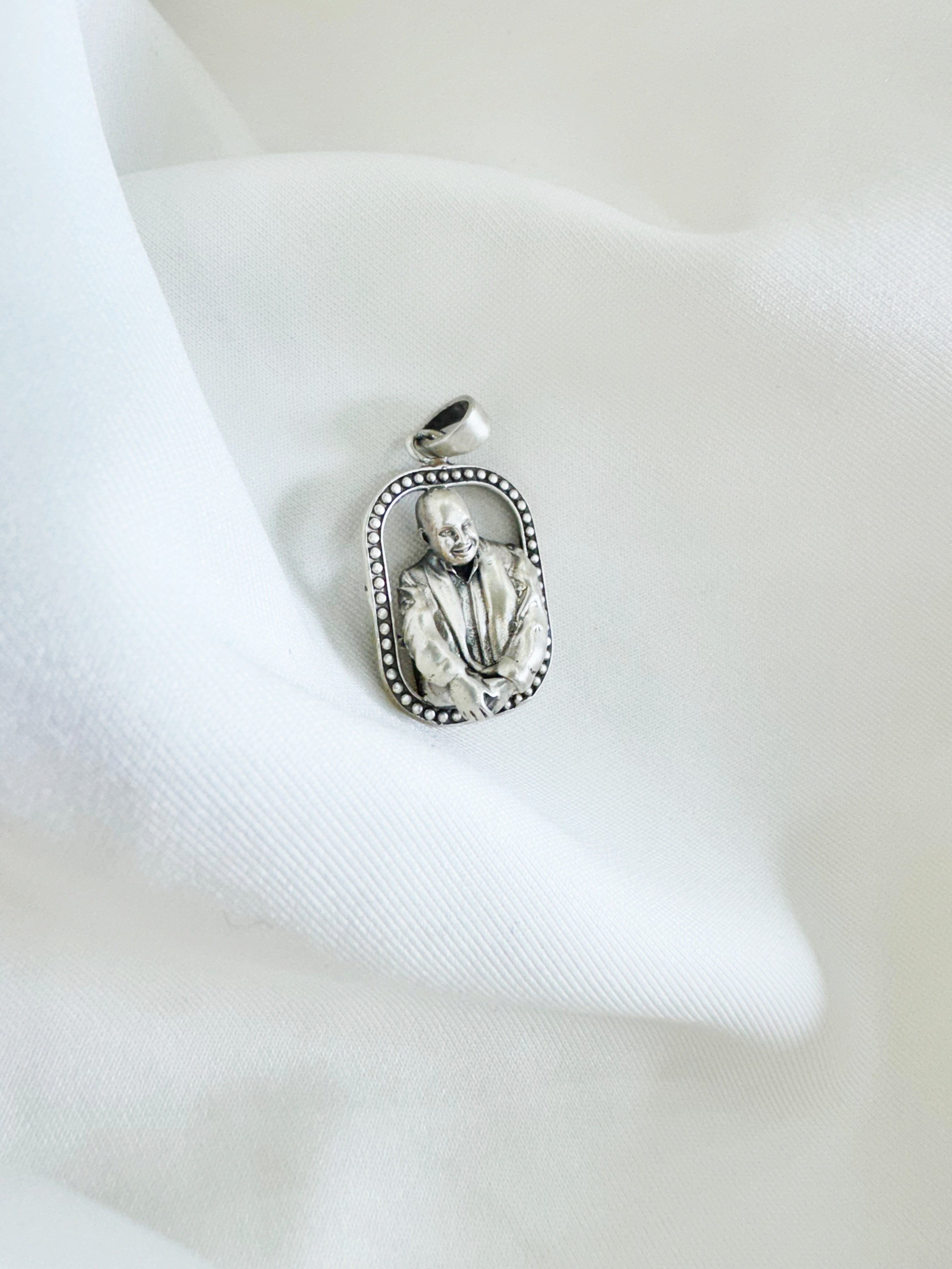 Guruji 92.5 Silver Handcrafted Oblong Pendant (With or Without Chain)