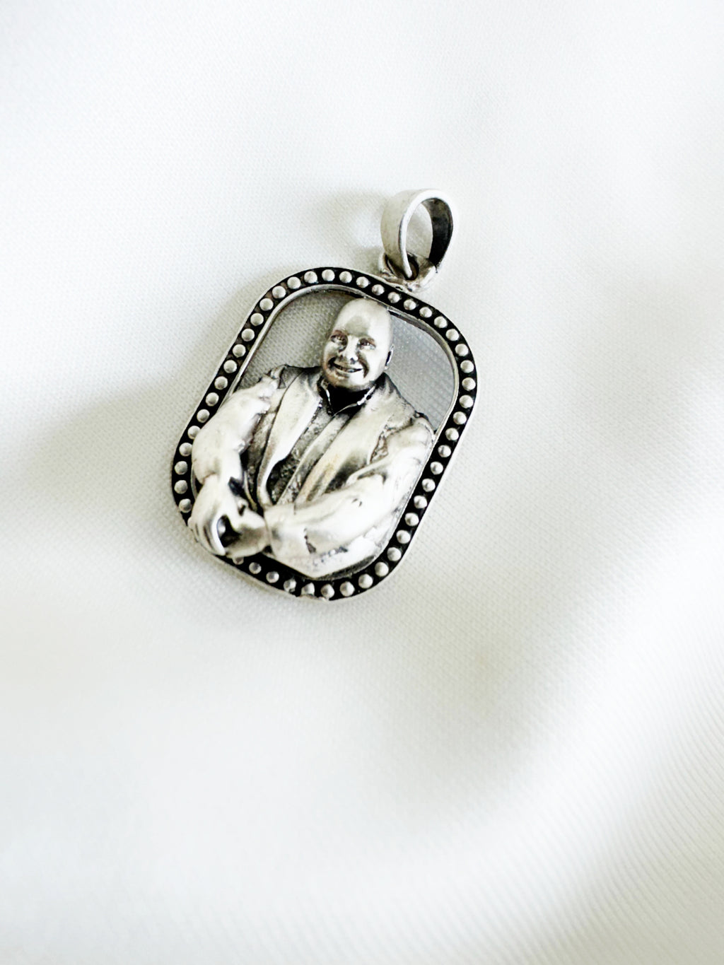 Guruji 92.5 Silver Handcrafted Oblong Pendant (With or Without Chain)