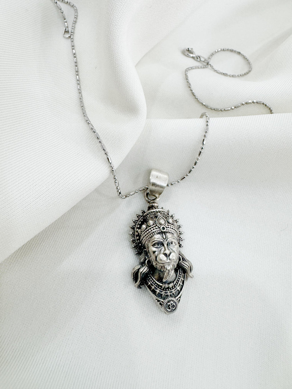 Anjaneya 92.5 Silver Handcrafted Hanuman Pendant (With or Without Chain)