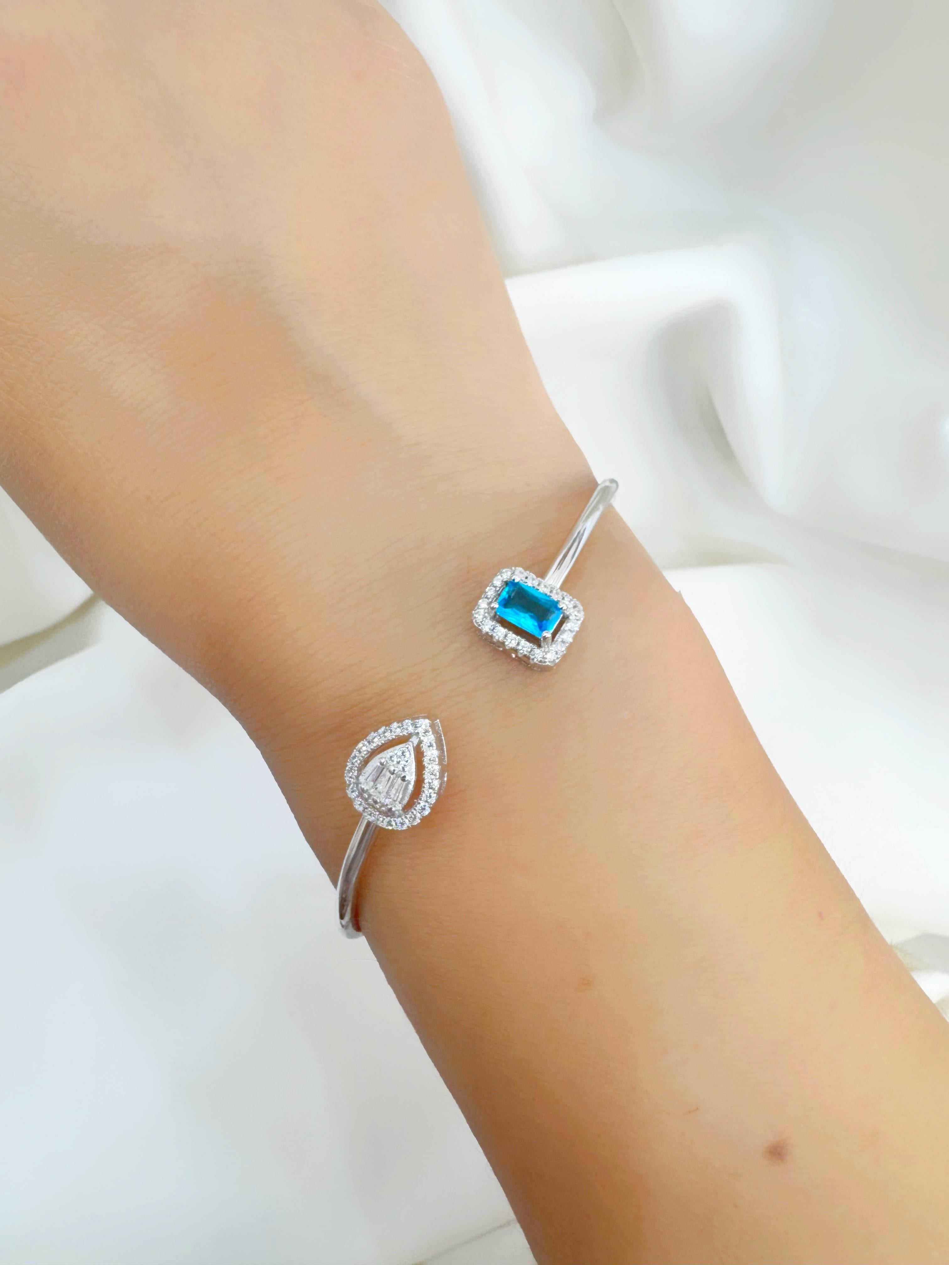 Teardrop And Emerald Cut 92.5 Silver Bracelet - Handcrafted