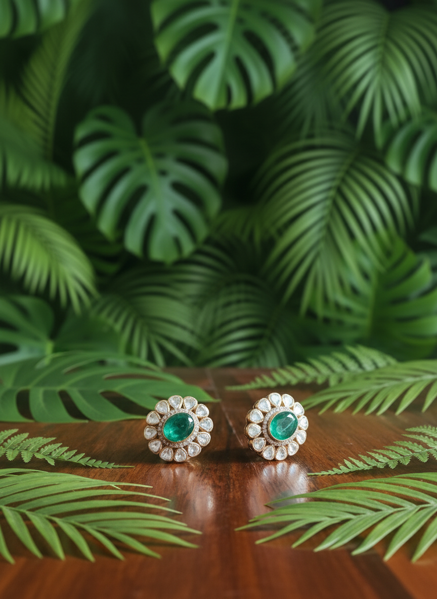 Amara - Gold Plated 92.5 Silver Moissonite Studs - Handcrafted