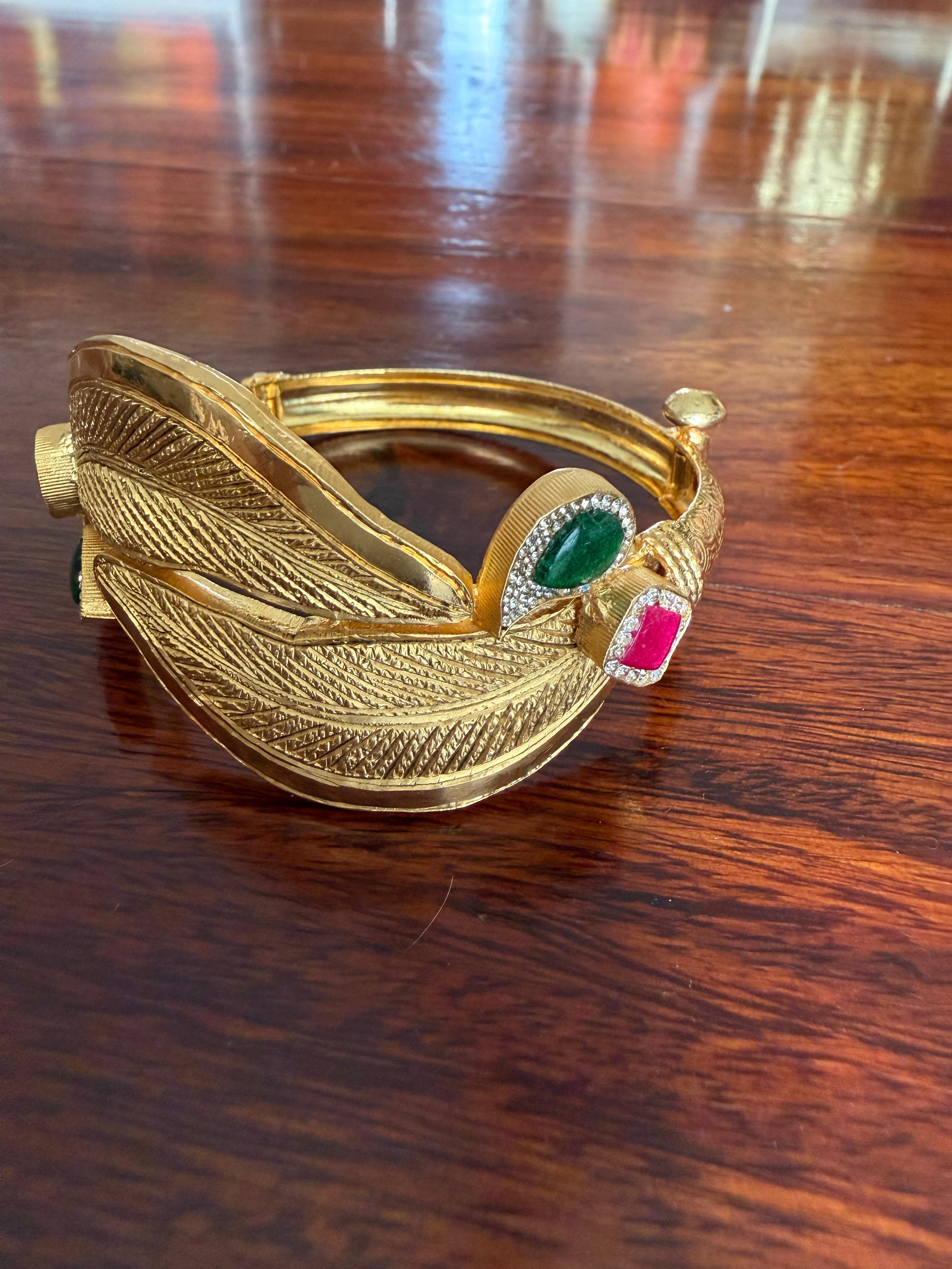 Suvarna - Gold Plated 92.5 Silver Open Bracelet - Handcrafted