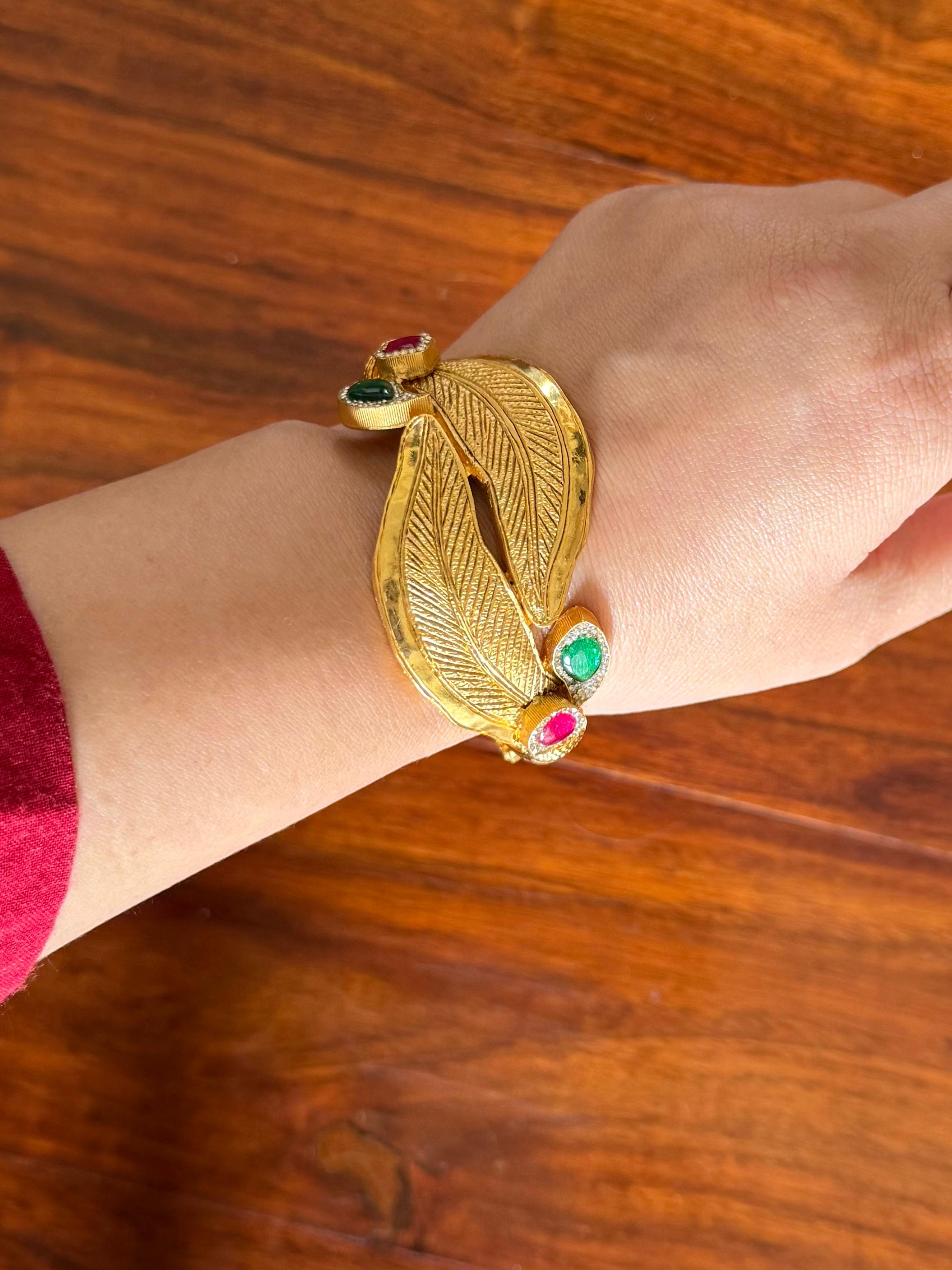 Suvarna - Gold Plated 92.5 Silver Open Bracelet - Handcrafted