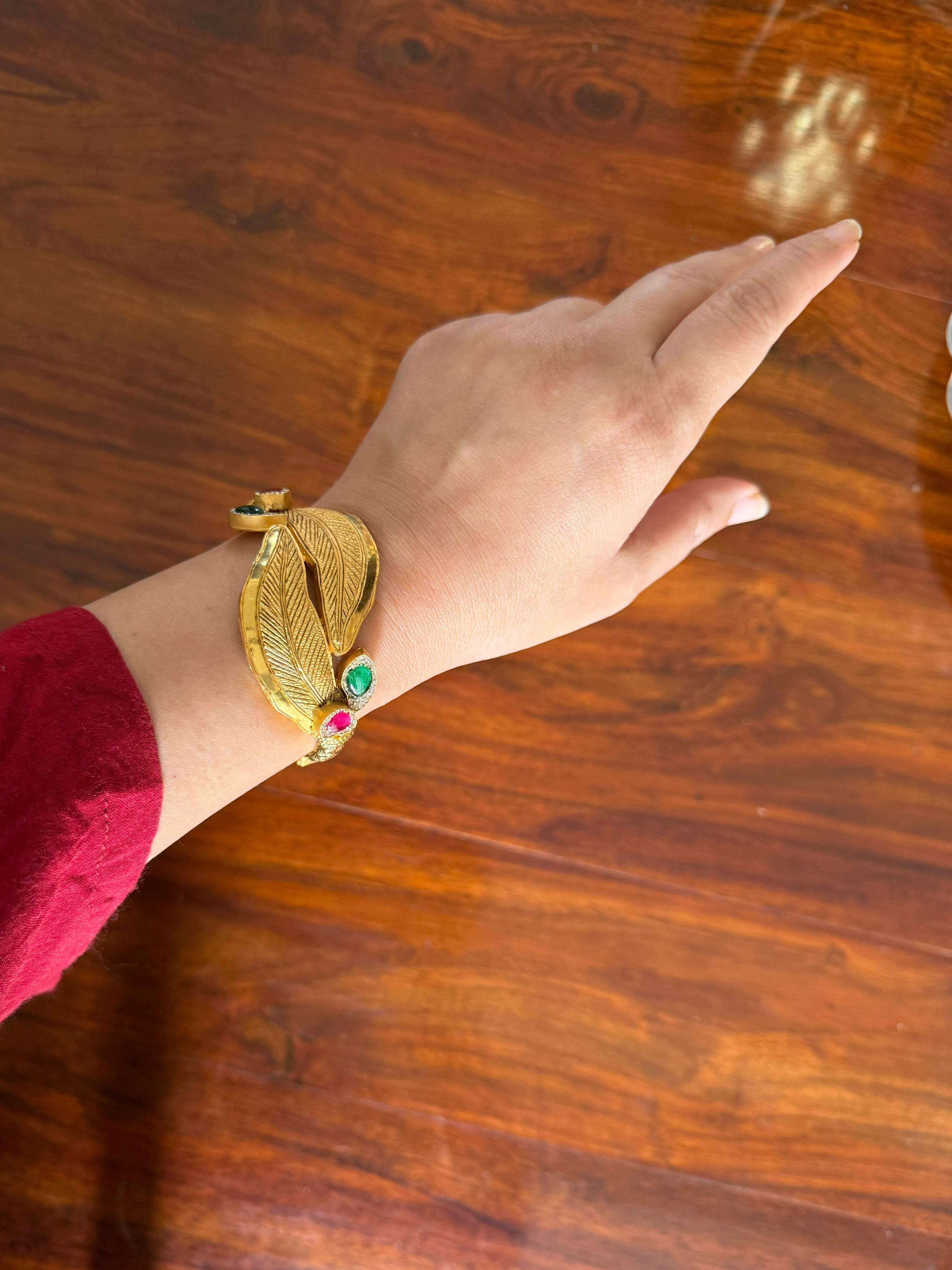 Suvarna - Gold Plated 92.5 Silver Open Bracelet - Handcrafted