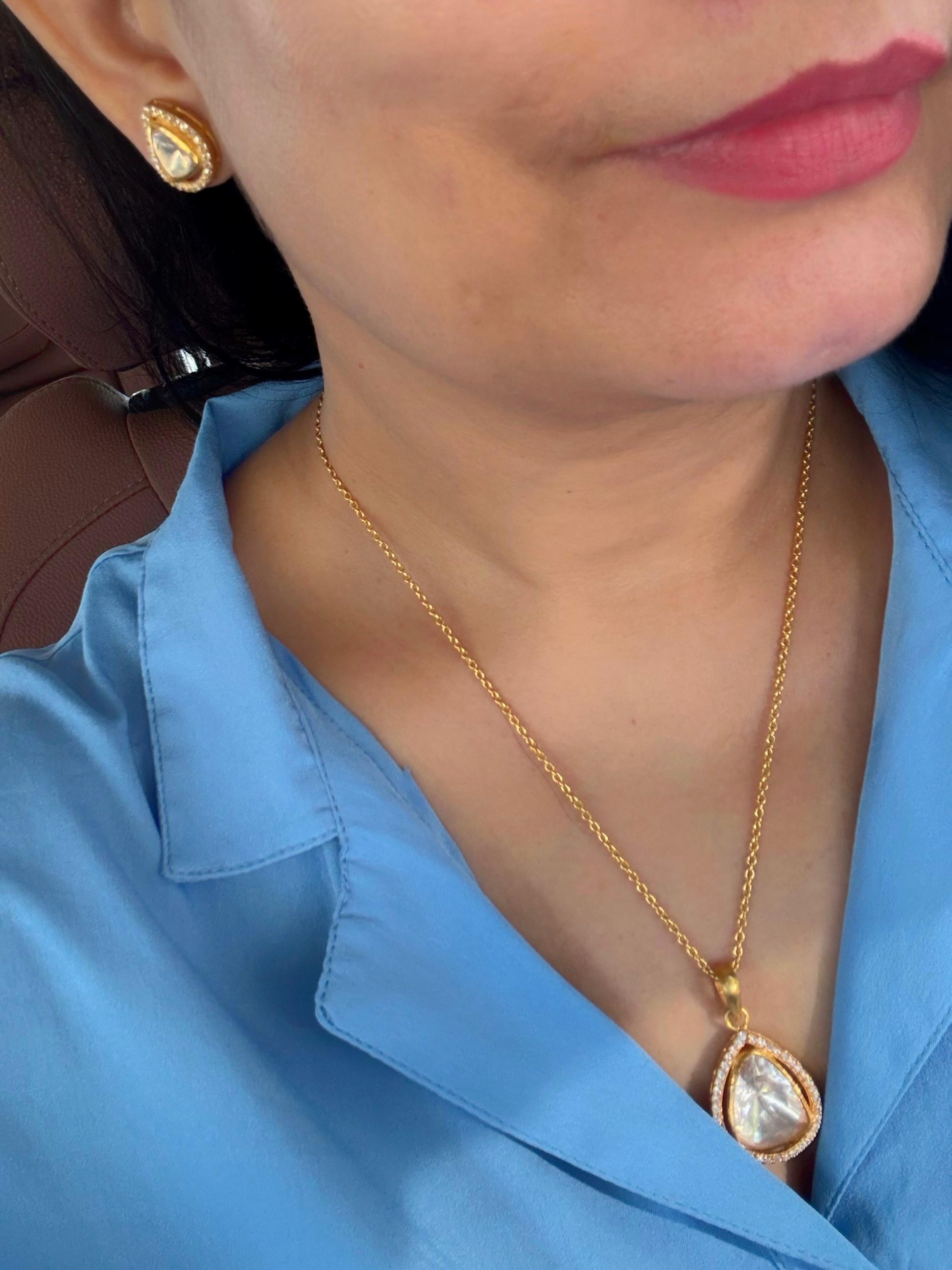 Teardrop - Gold Plated 92.5 Silver Moissonite Necklace Set - Handcrafted