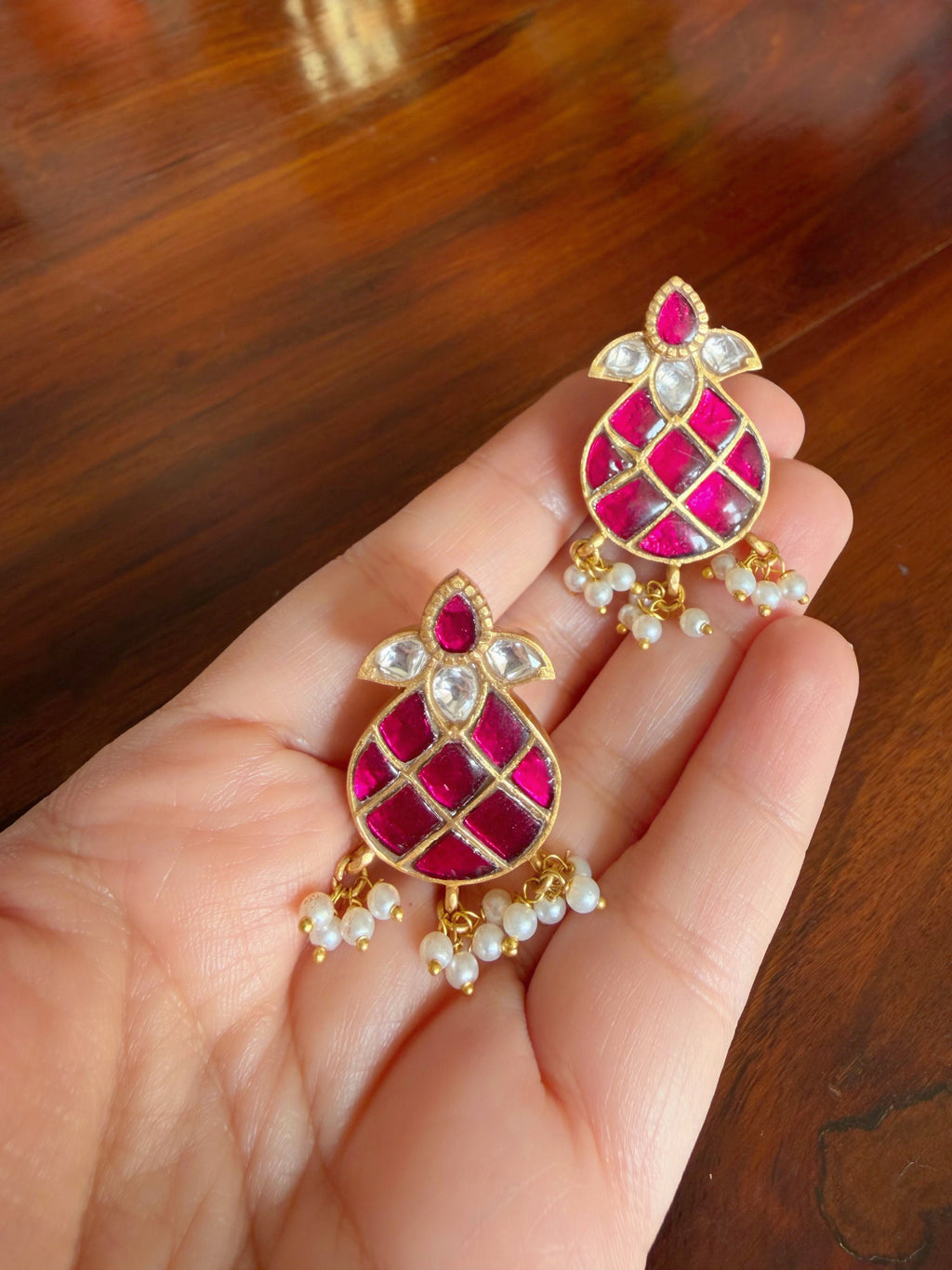 Roohani - Gold Plated 92.5 Silver Kundan Studs - Handcrafted