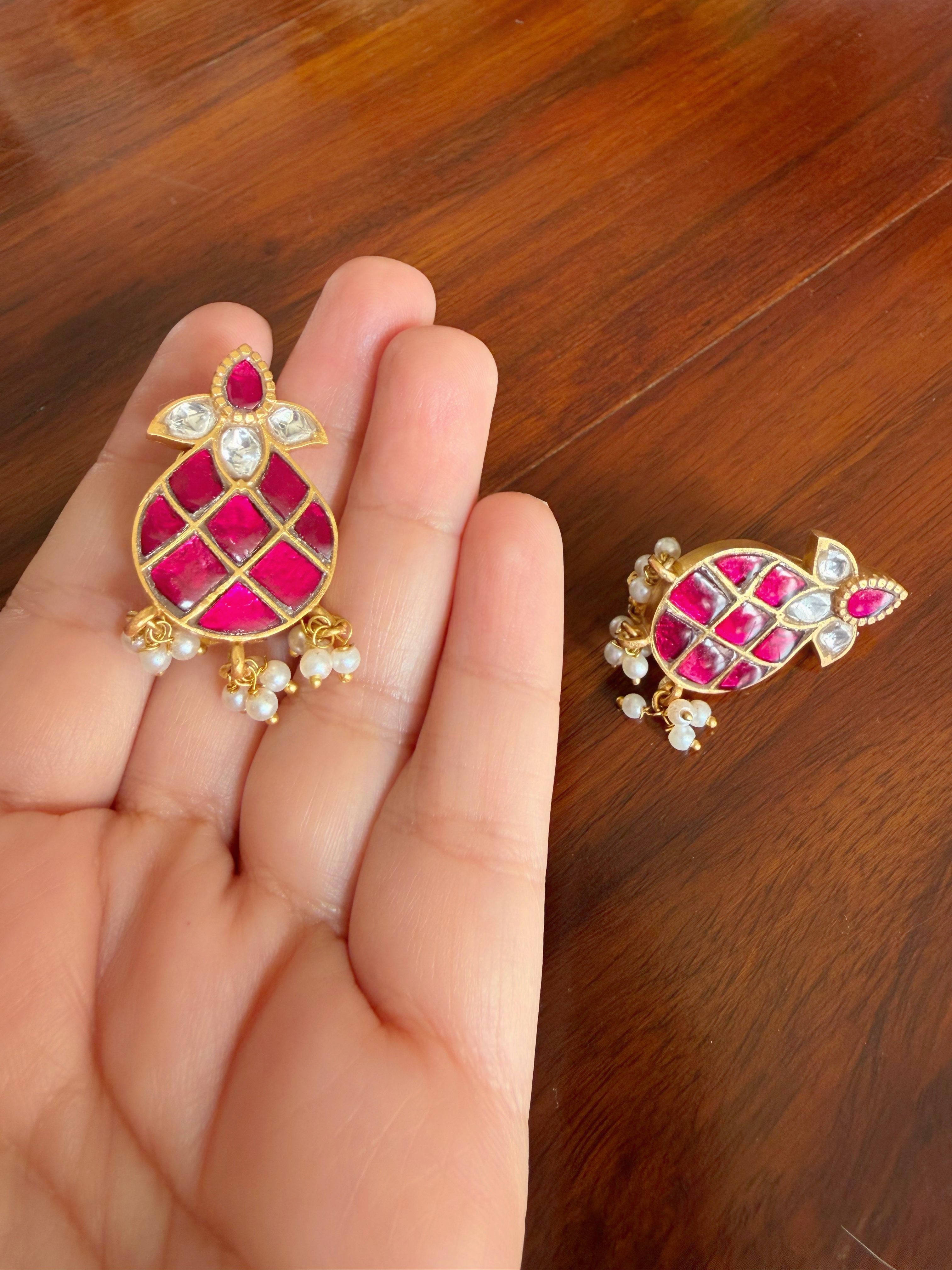 Roohani - Gold Plated 92.5 Silver Kundan Studs - Handcrafted