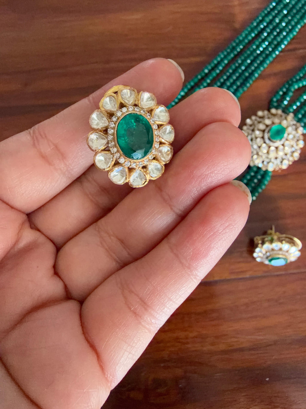 Amara - Gold Plated 92.5 Silver Moissonite Rani Haar Set - Handcrafted