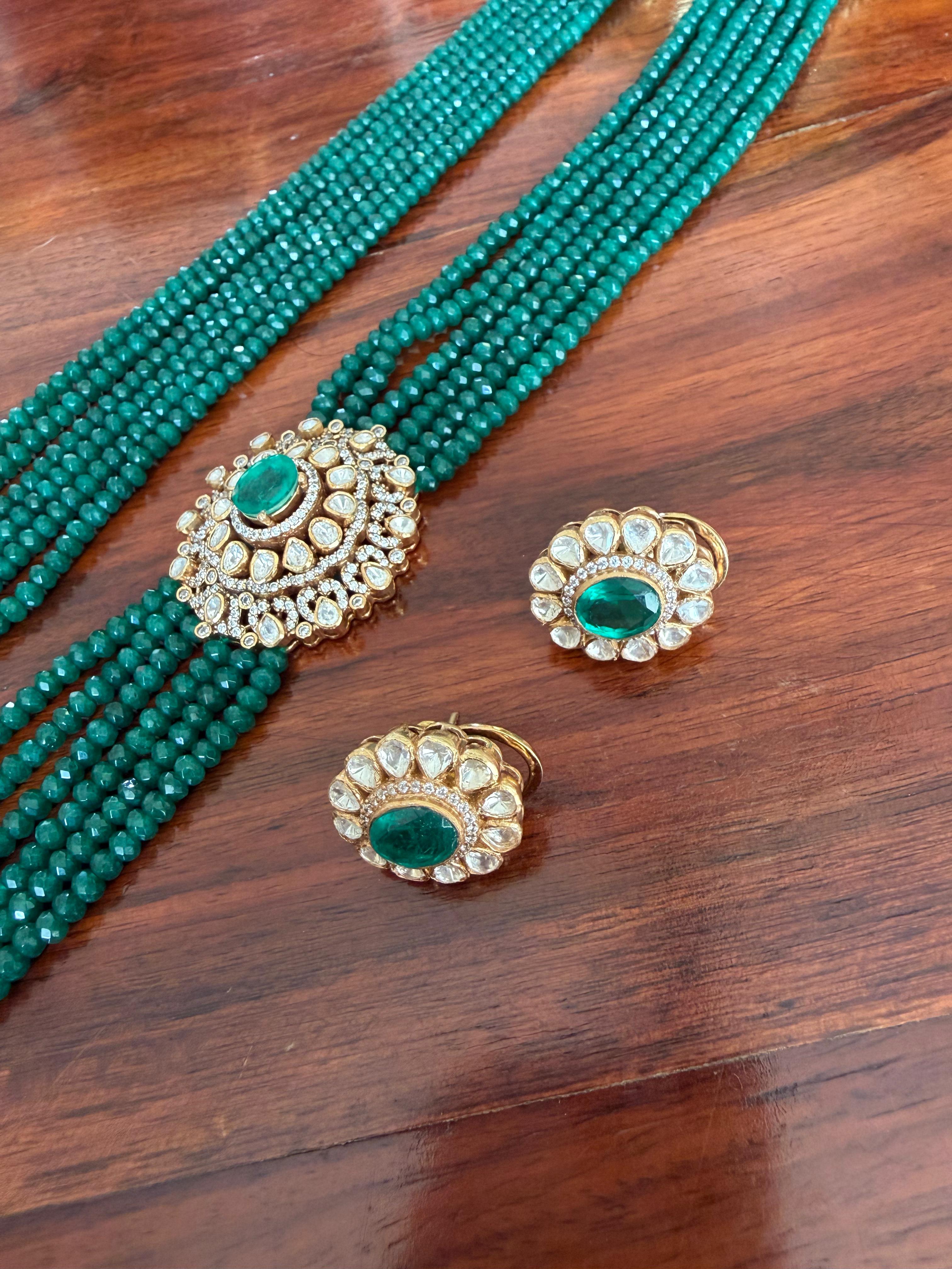 Amara - Gold Plated 92.5 Silver Moissonite Rani Haar Set - Handcrafted