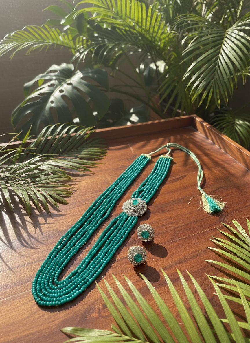 Amara - Gold Plated 92.5 Silver Moissonite Rani Haar Set - Handcrafted