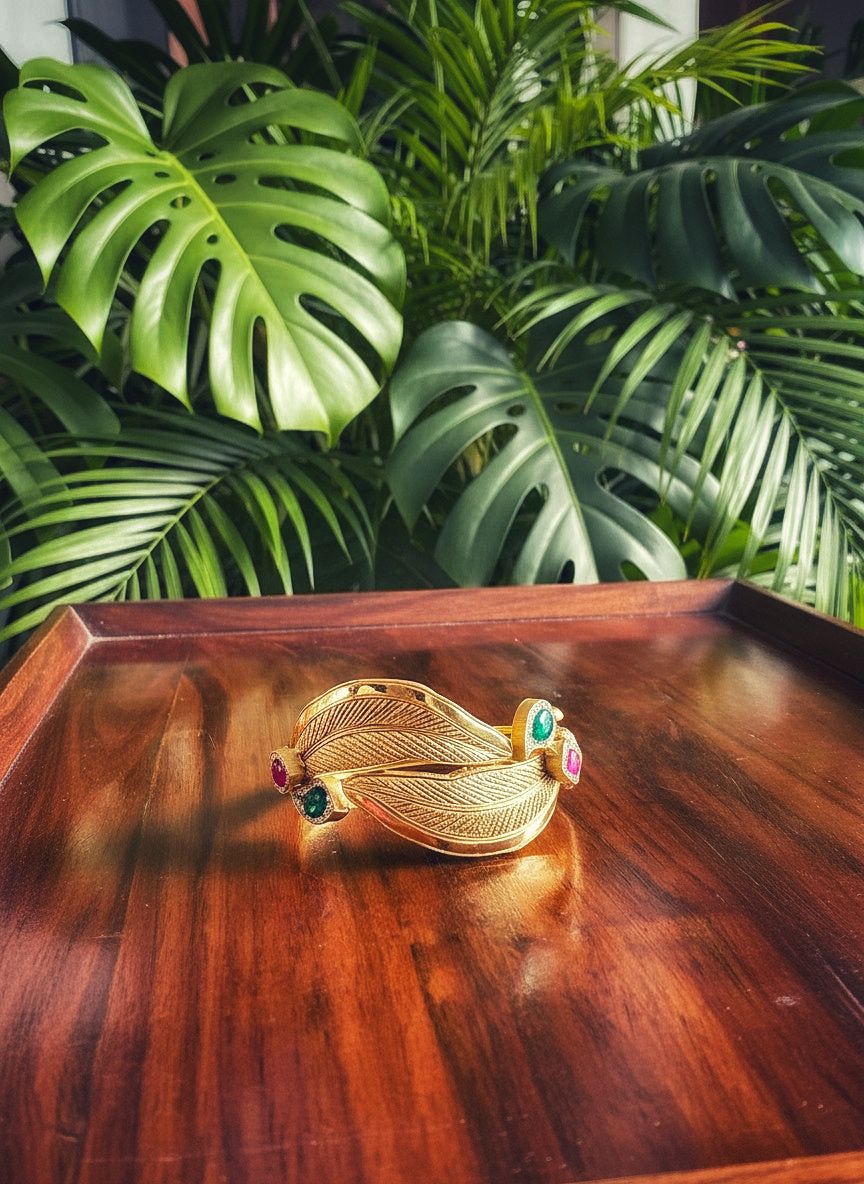 Suvarna - Gold Plated 92.5 Silver Open Bracelet - Handcrafted