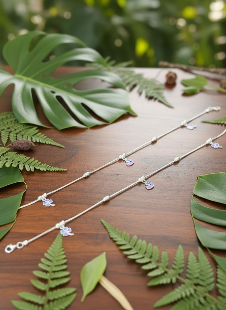 Mayura kusum 92.5 Lightweight Silver Anklet - Pair