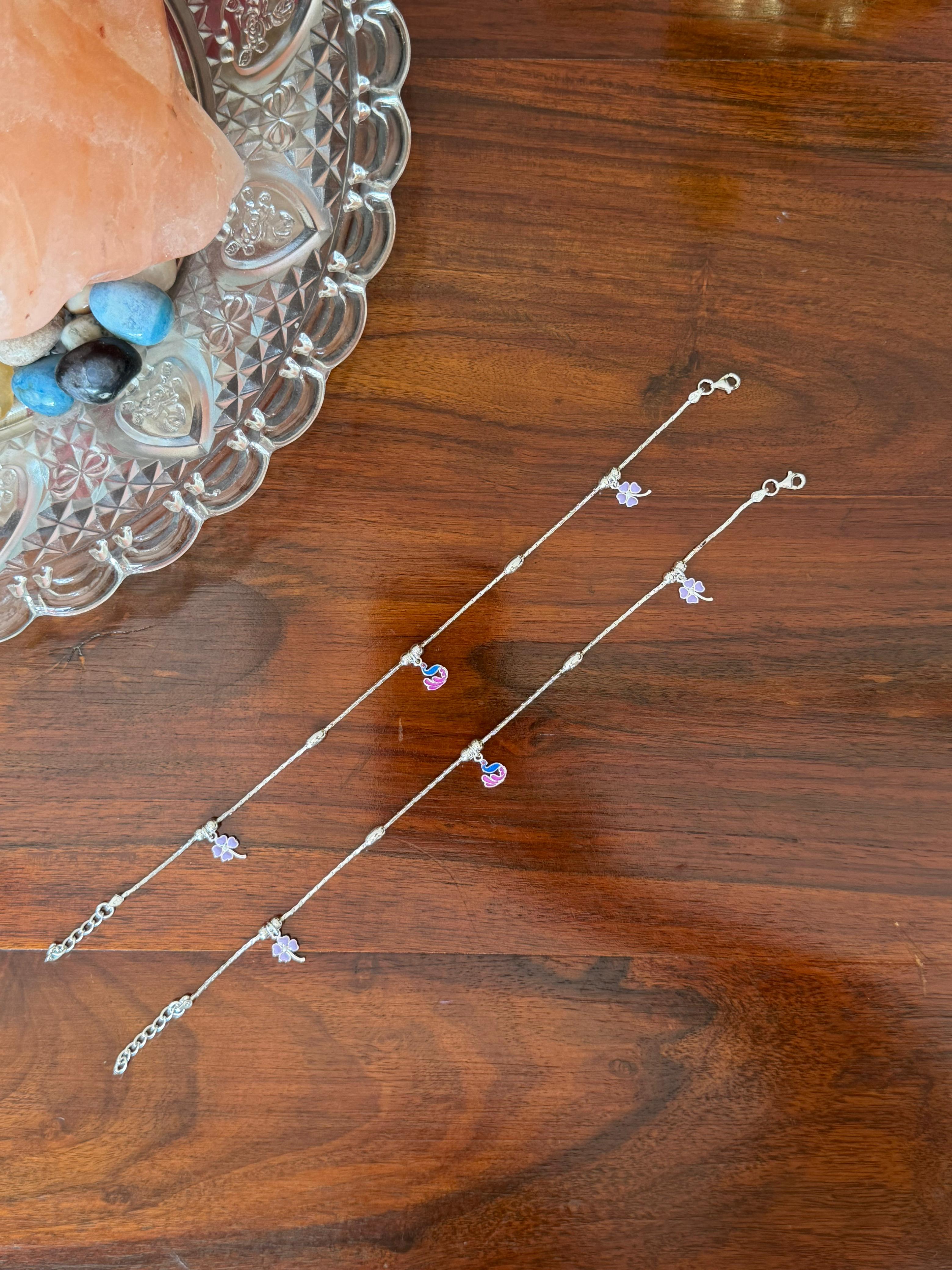 Mayura kusum 92.5 Lightweight Silver Anklet - Pair