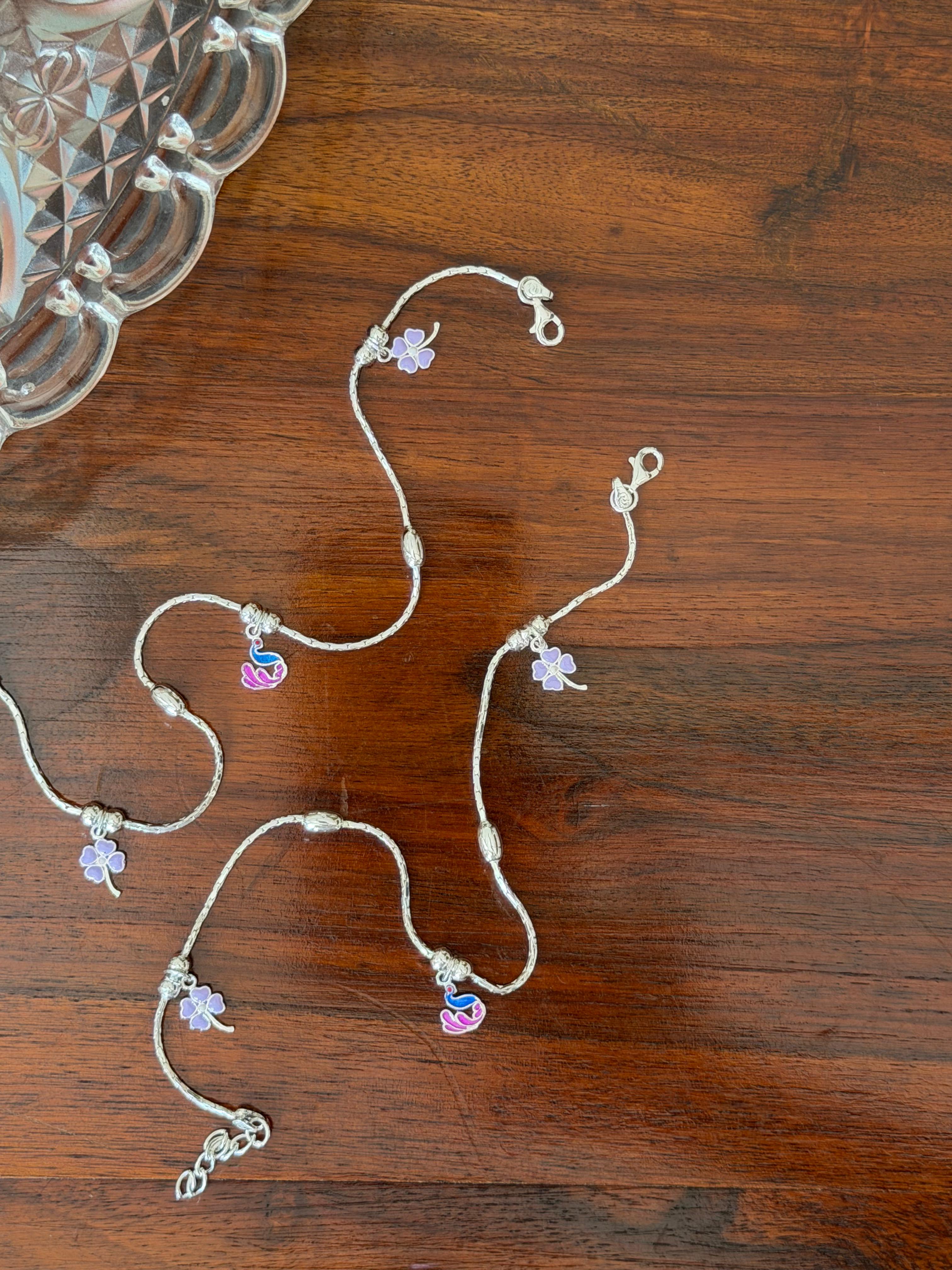 Mayura kusum 92.5 Lightweight Silver Anklet - Pair