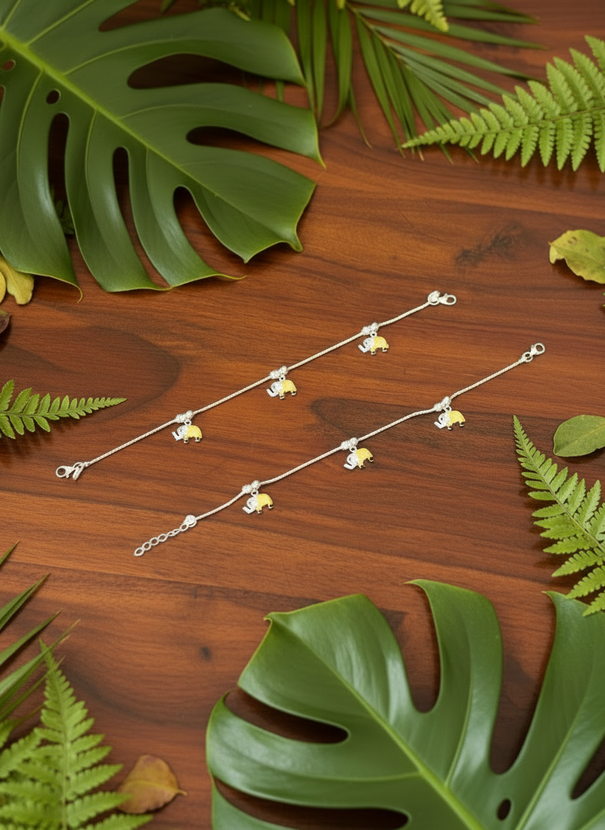 Gannu Little Steps - 92.5 Silver Anklets for Kids