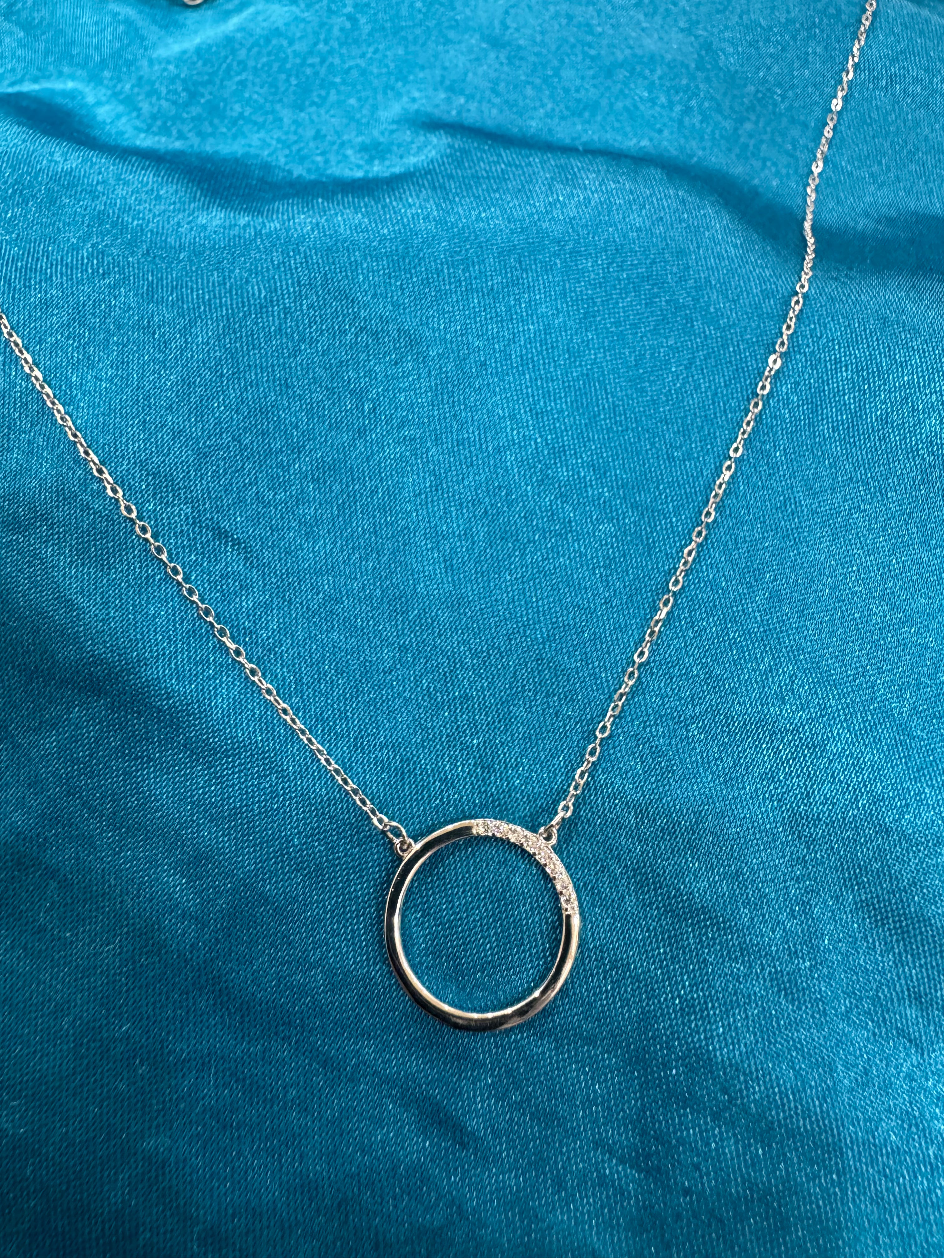 92.5 Silver Circle Pendant Minimalistic Necklace