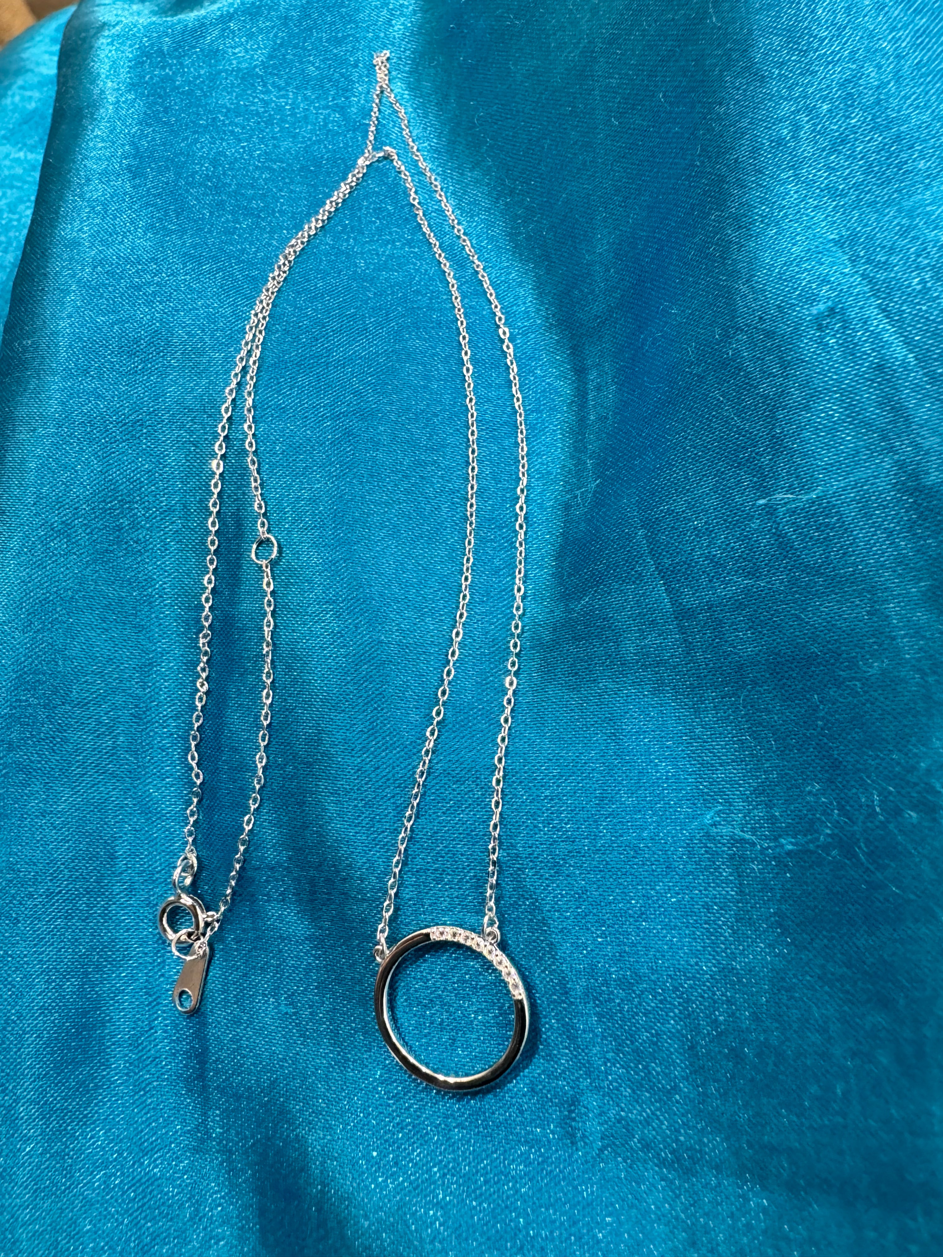 92.5 Silver Circle Pendant Minimalistic Necklace