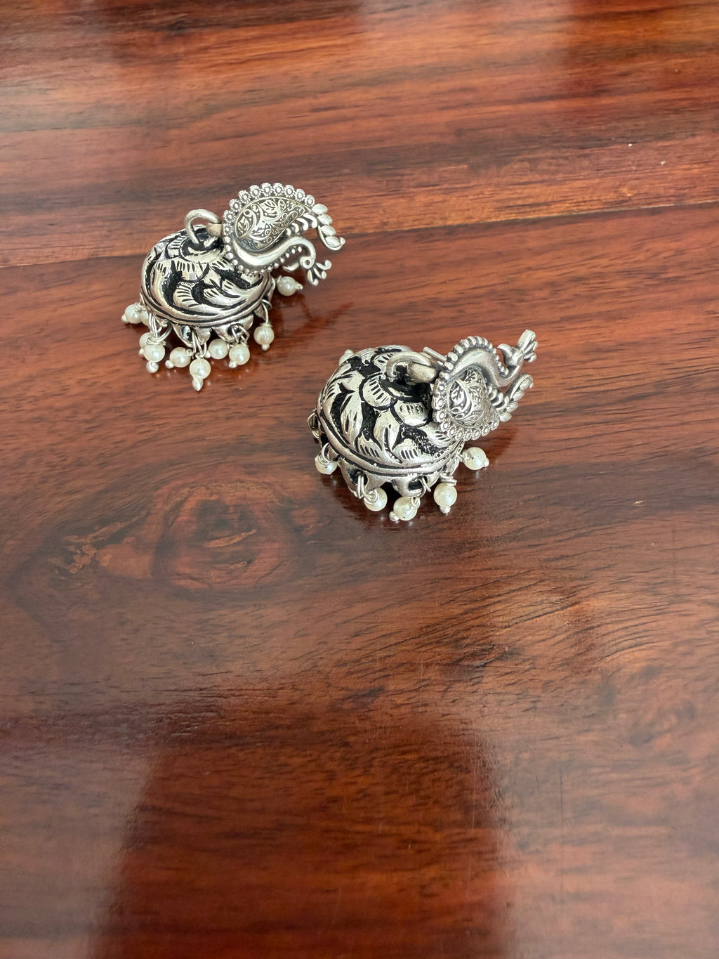 Morni Chitai Jhumkas 925 Silver 3-in-1 Earrings- Handcrafted