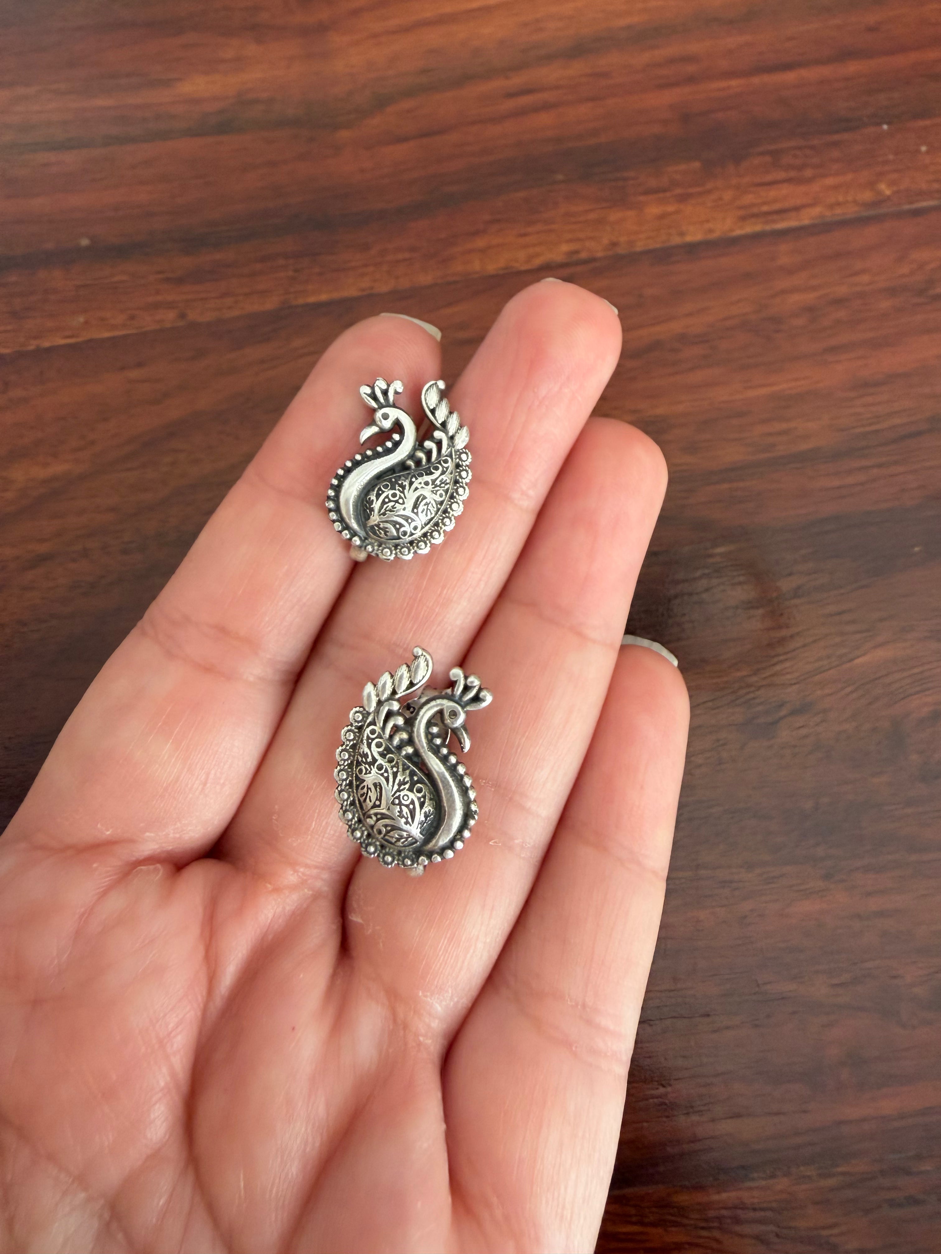 Morni Chitai Jhumkas 92.5 Silver 3-in-1 Earrings- Handcrafted