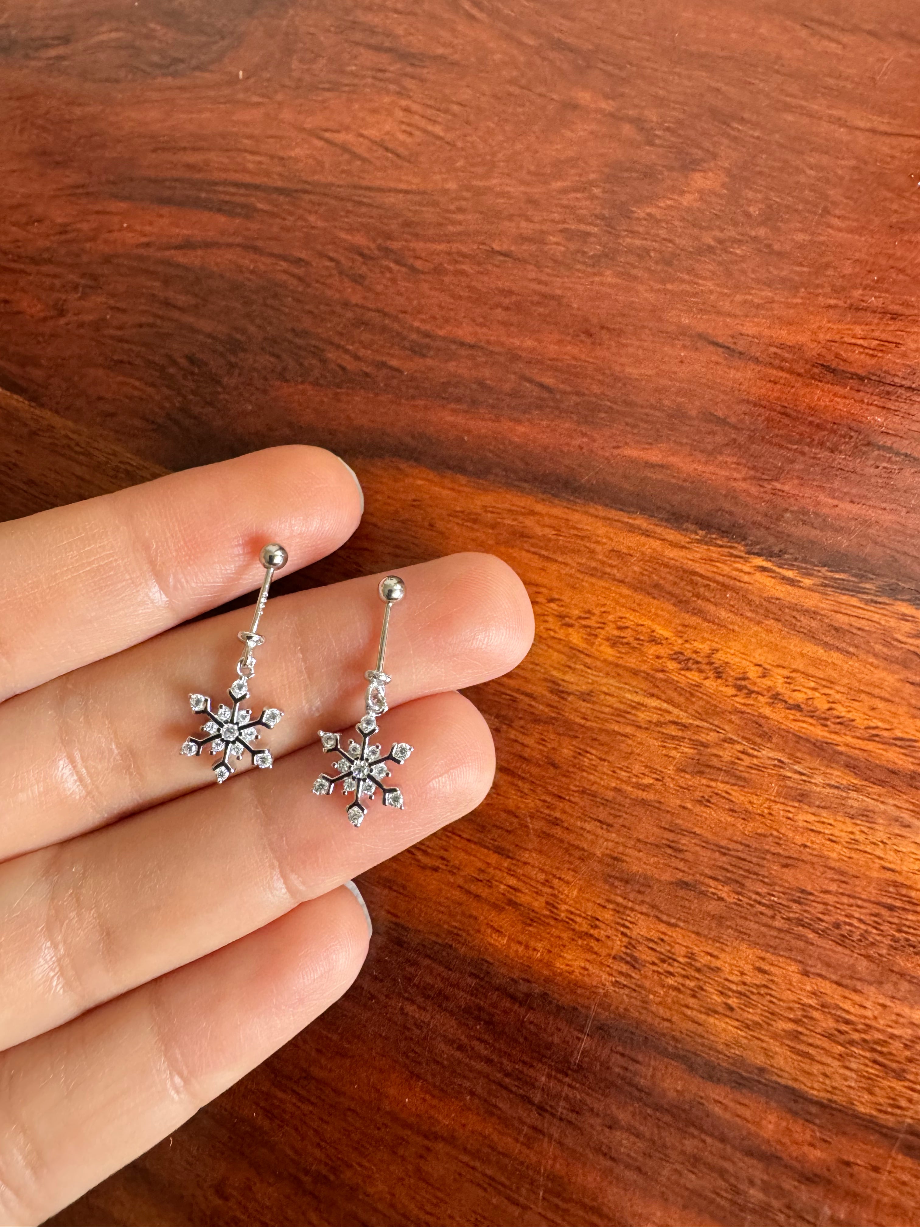 Everyday Bugadi - Snowflake Helix Earrings - 92.5 Silver