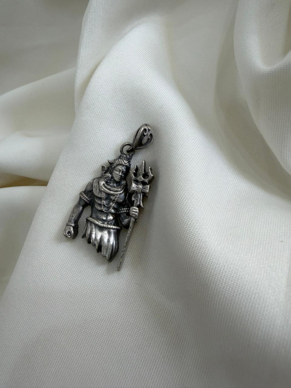 Shiva Trishul - Shiva 925 Silver Handcrafted Pendant (With or Without Chain)