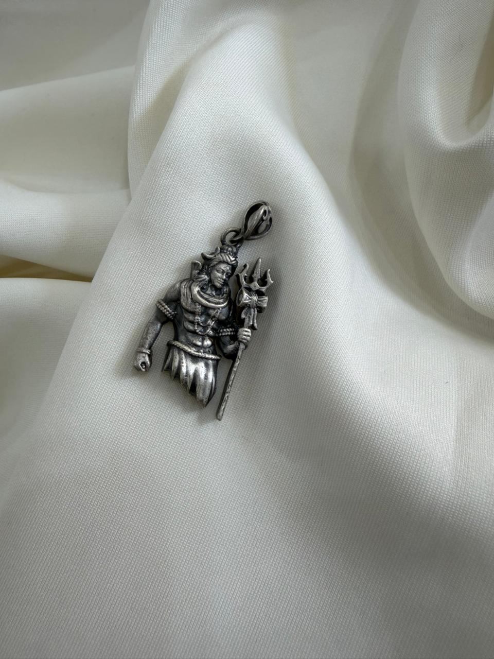 Shiva Trishul - Shiva 925 Silver Handcrafted Pendant (With or Without Chain)
