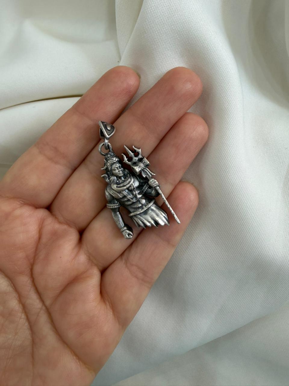 Shiva Trishul - Shiva 925 Silver Handcrafted Pendant (With or Without Chain)