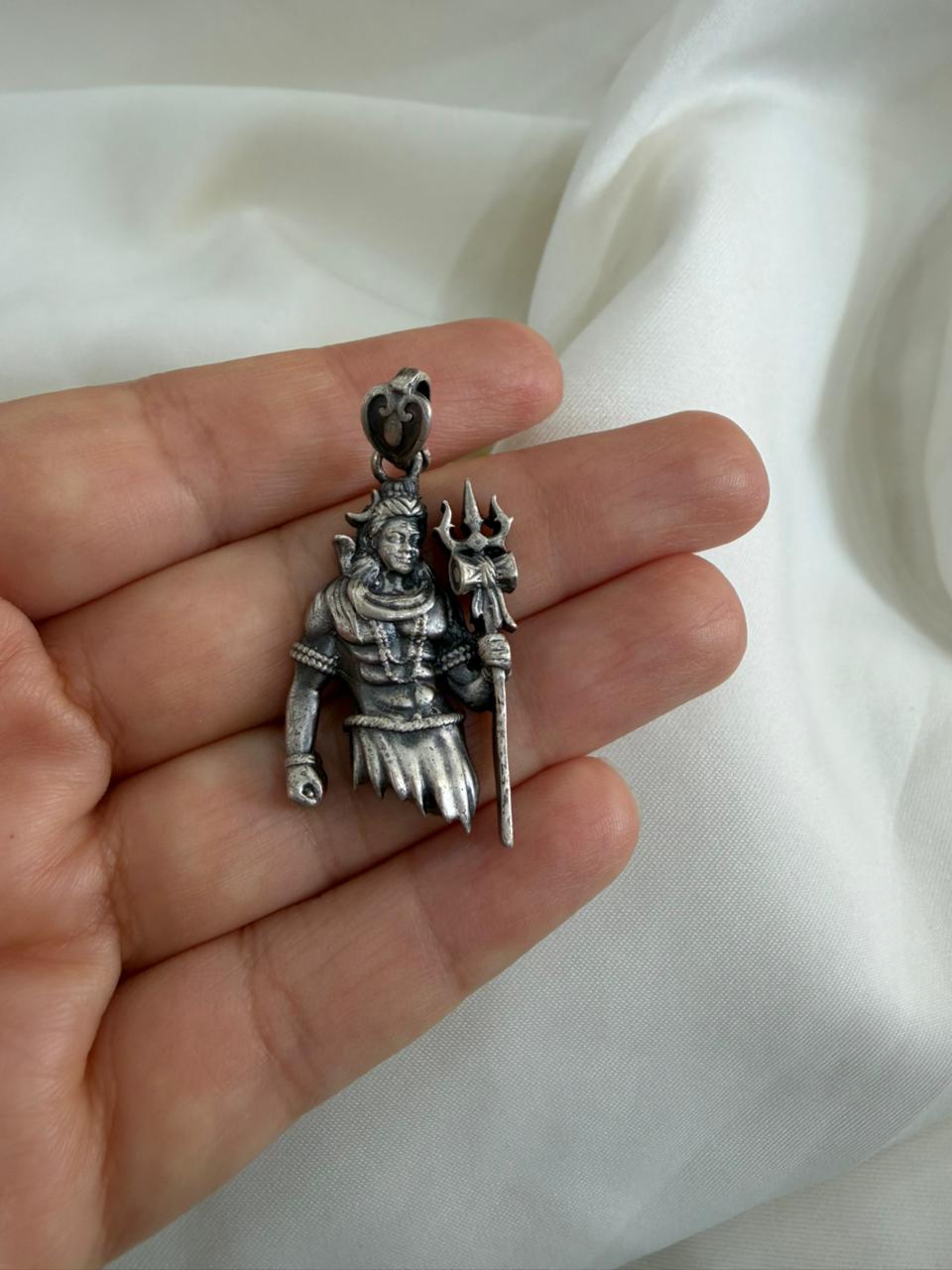 Shiva Trishul - Shiva 925 Silver Handcrafted Pendant (With or Without Chain)