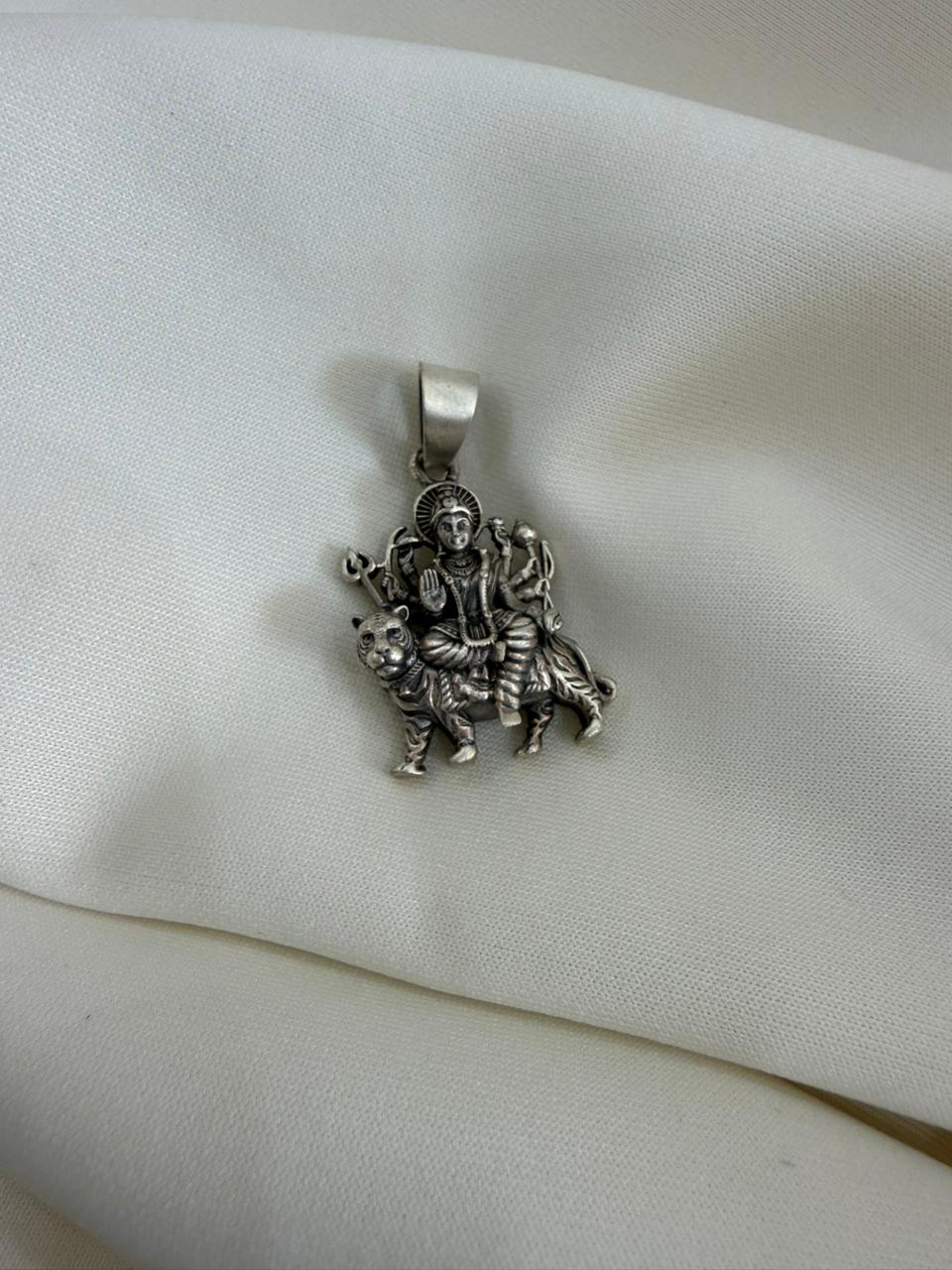 Vyaghra vahini Durga Mata - Durga Mata 925 Silver Handcrafted Pendant (With or Without Chain)